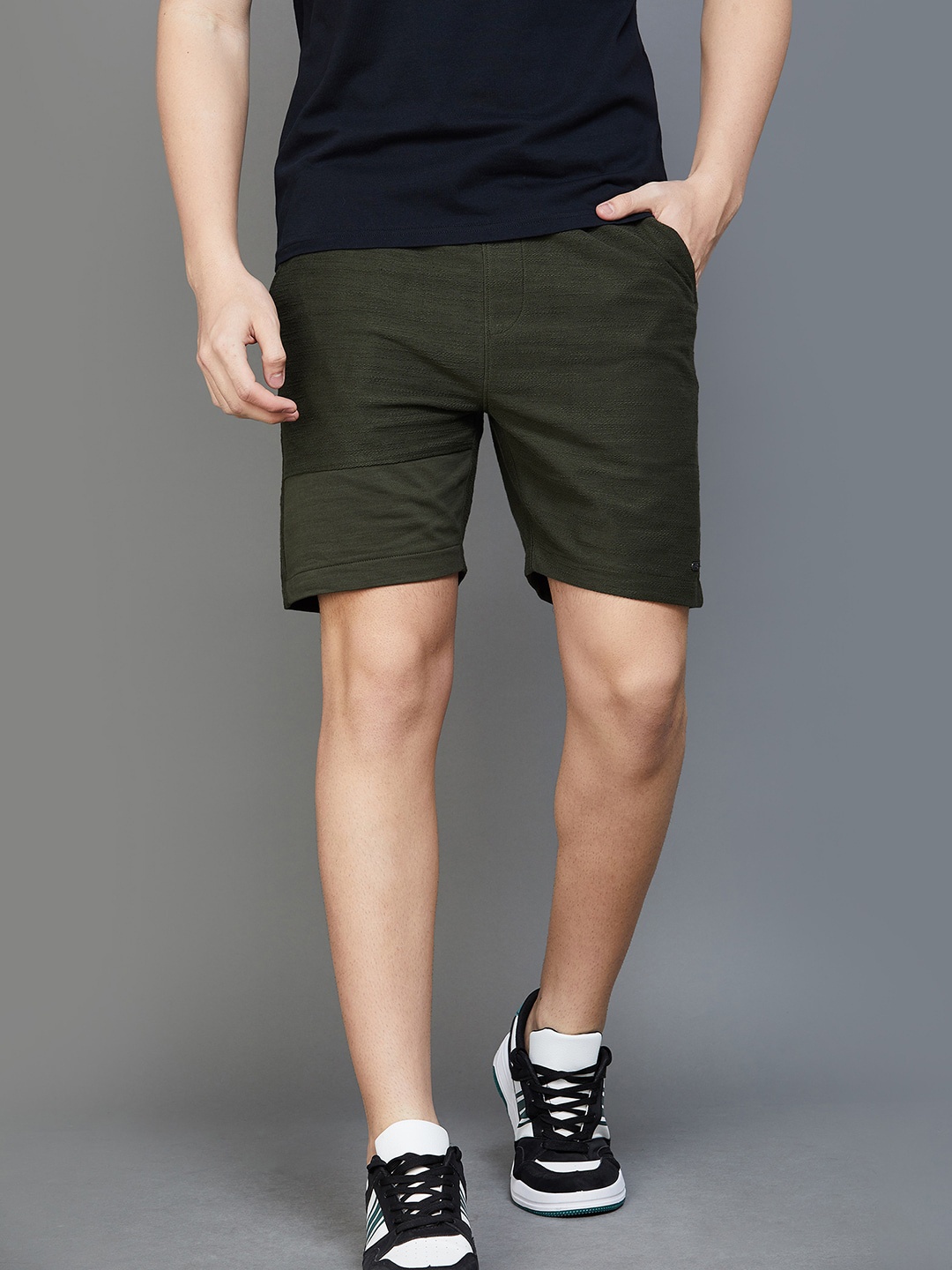 

Forca by Lifestyle Men Regular Fit Mid-Rise Cotton Regular Shorts, Olive