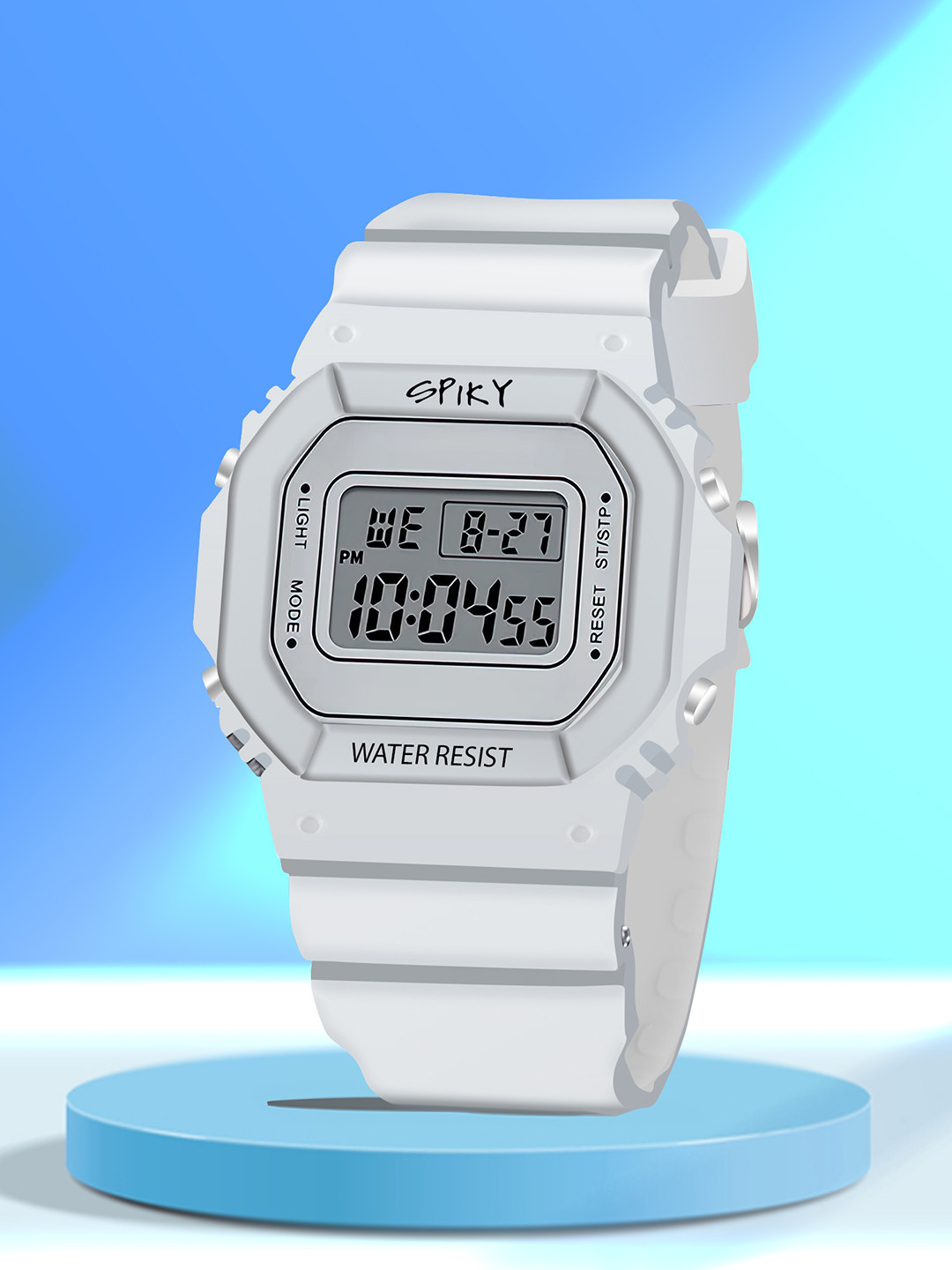

Spiky Unisex Kids White Dial & White Bracelet Style Straps Digital Multi Function Automatic Watch