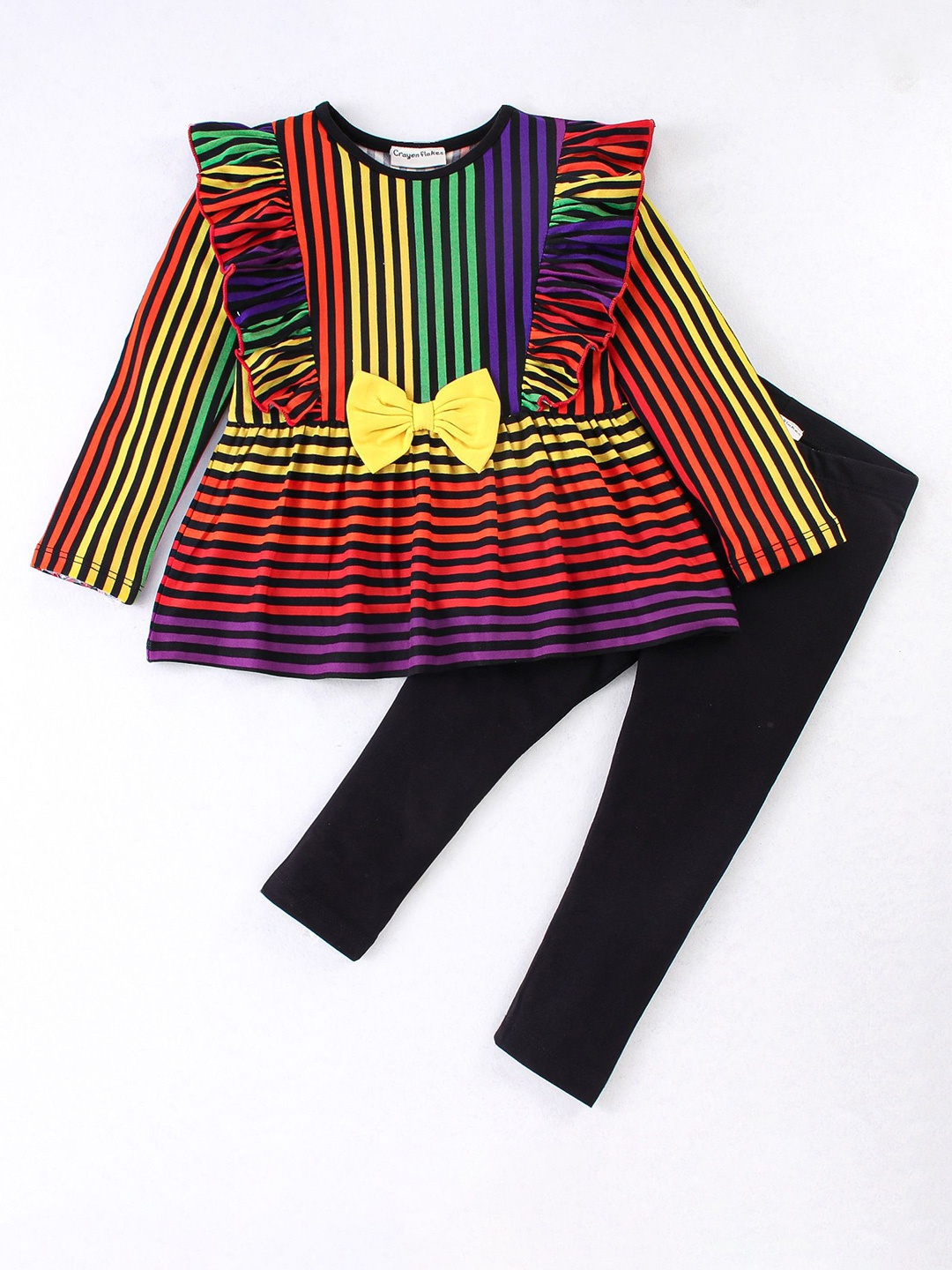 

CrayonFlakes Girls Printed Top With Leggings, Yellow