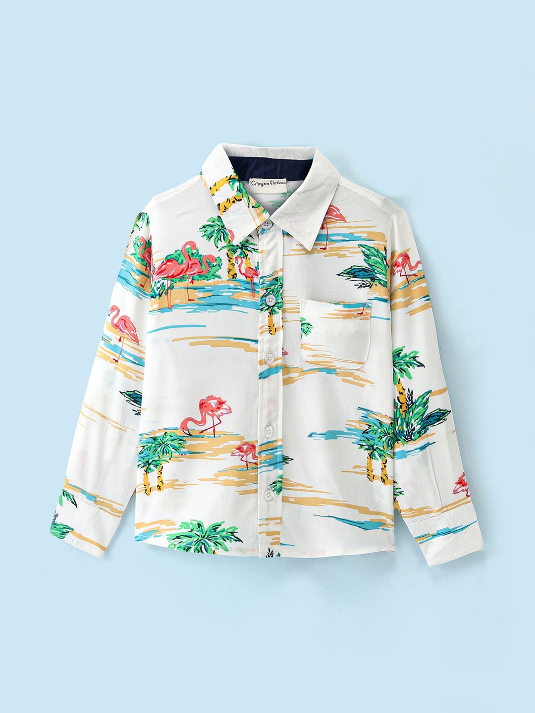 

CrayonFlakes Boys Floral Printed Casual Shirt, Off white
