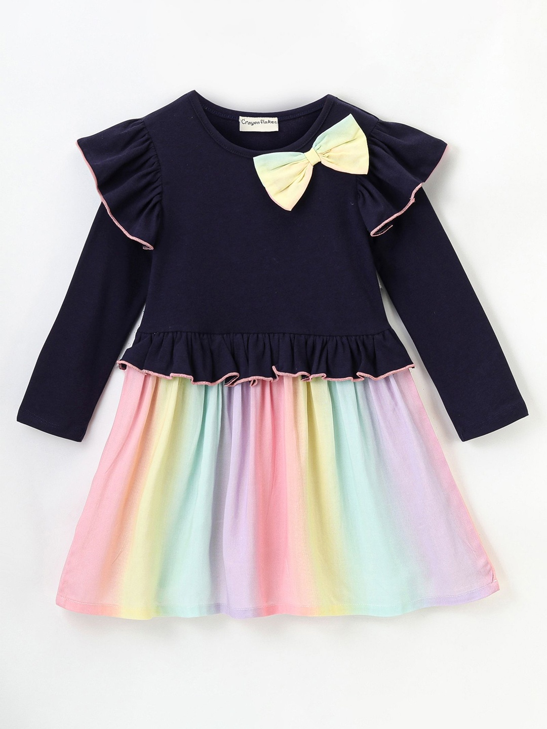 

CrayonFlakes Girls Striped Cotton Fit & Flare Dress, Pink