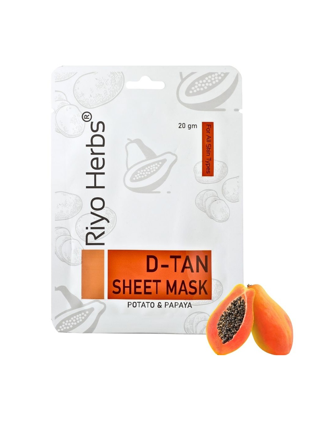 

Riyo Herbs D-Tan Sheet Mask with Potato & Papaya - 20 g, White