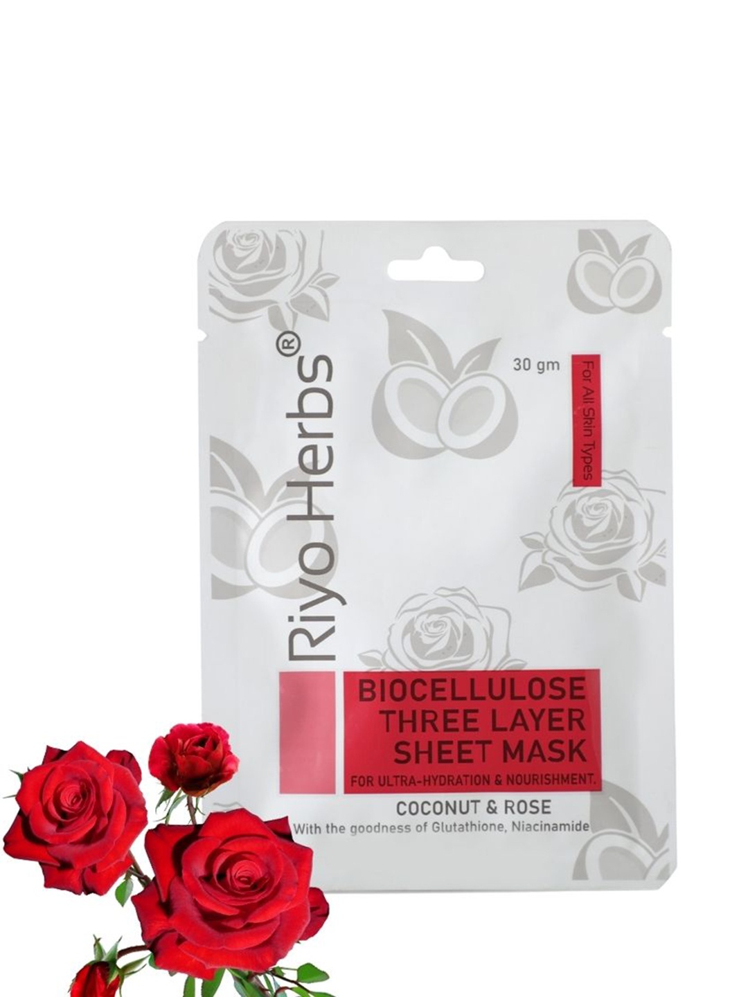 

Riyo Herbs Biocellulose Three Layer Sheet Mask For Ultra-Hydration & Nourishment - 30 g, White