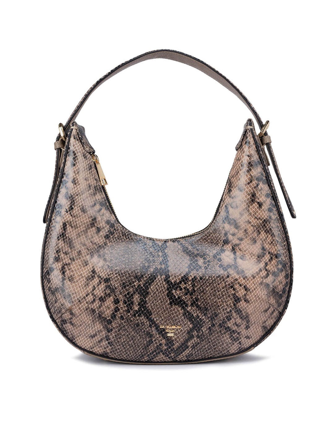 

Da Milano Animal Textured Leather Half Moon Handheld Bag, Grey