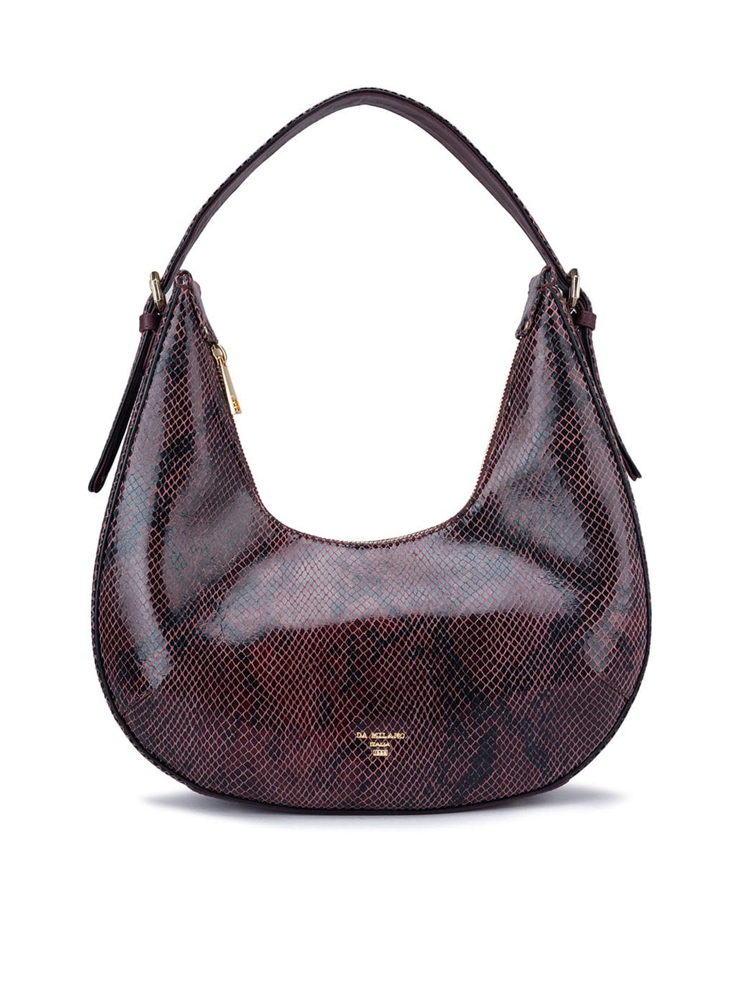 

Da Milano Textured Leather Structured Hobo Bag, Maroon