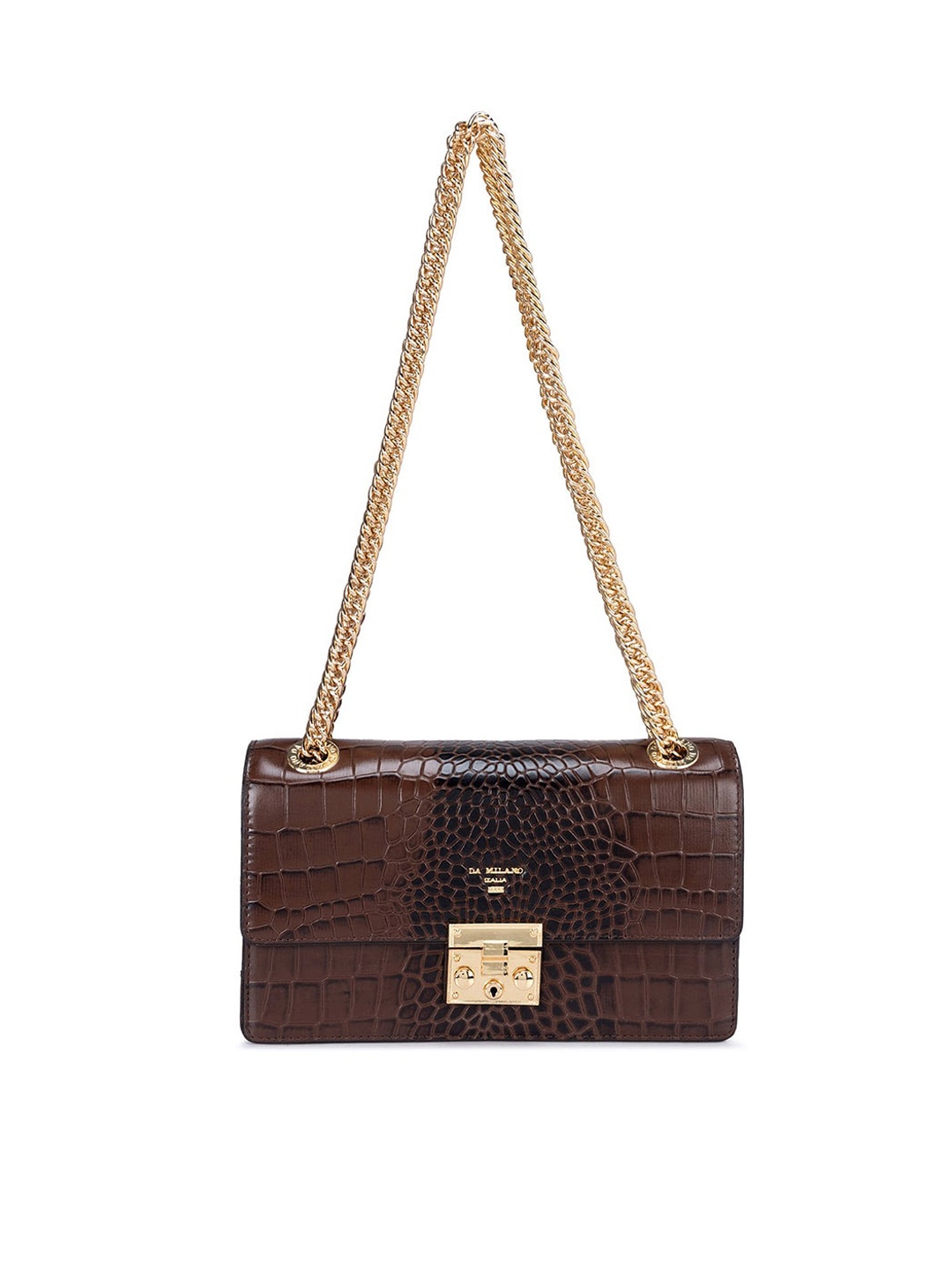 

Da Milano Textured Leather Structured Sling Bag, Brown