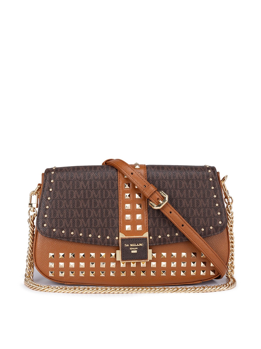 

Da Milano Leather Structured Sling Bag, Brown