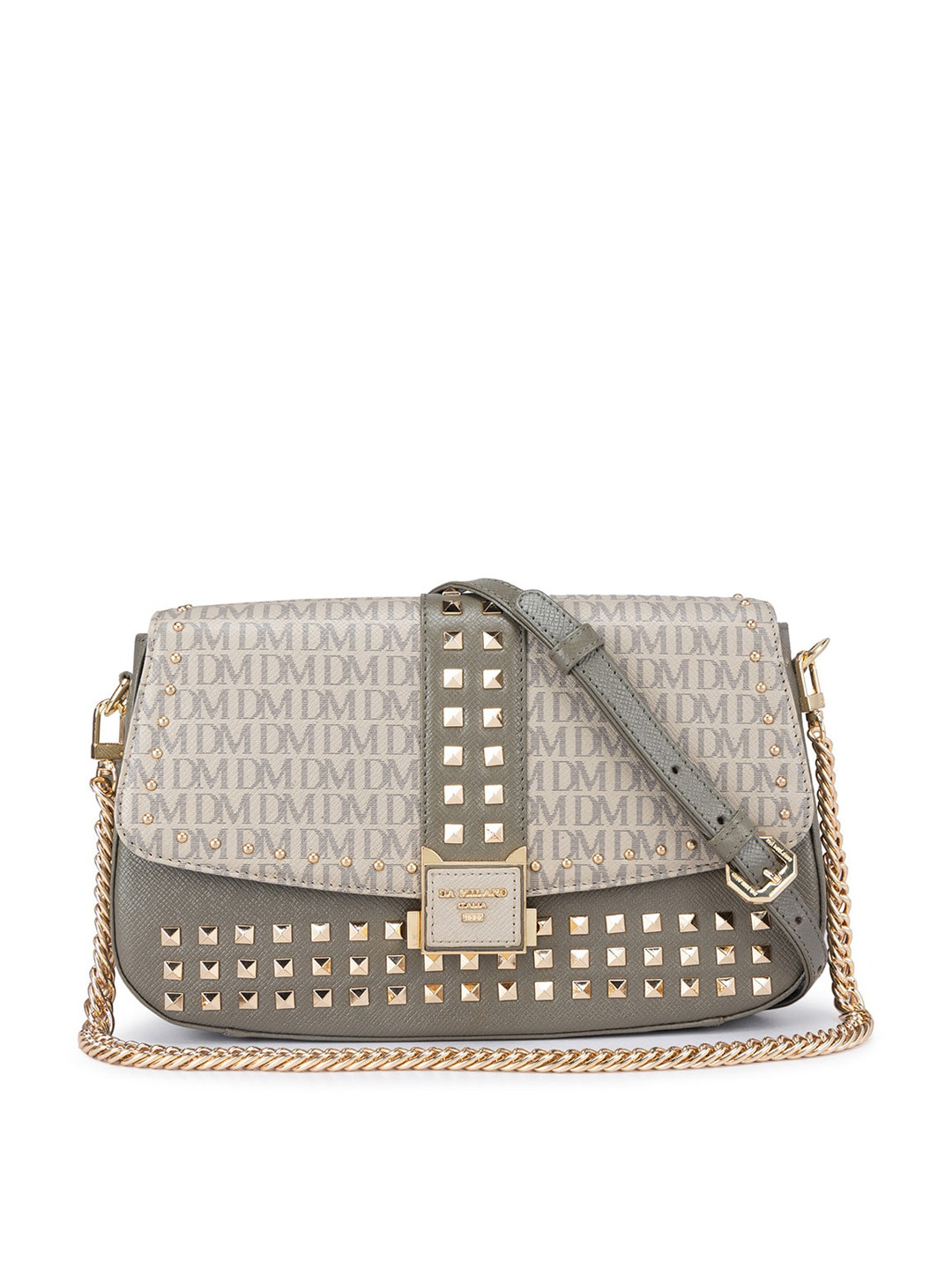 

Da Milano Embellished Leather Structured Sling Bag, Brown
