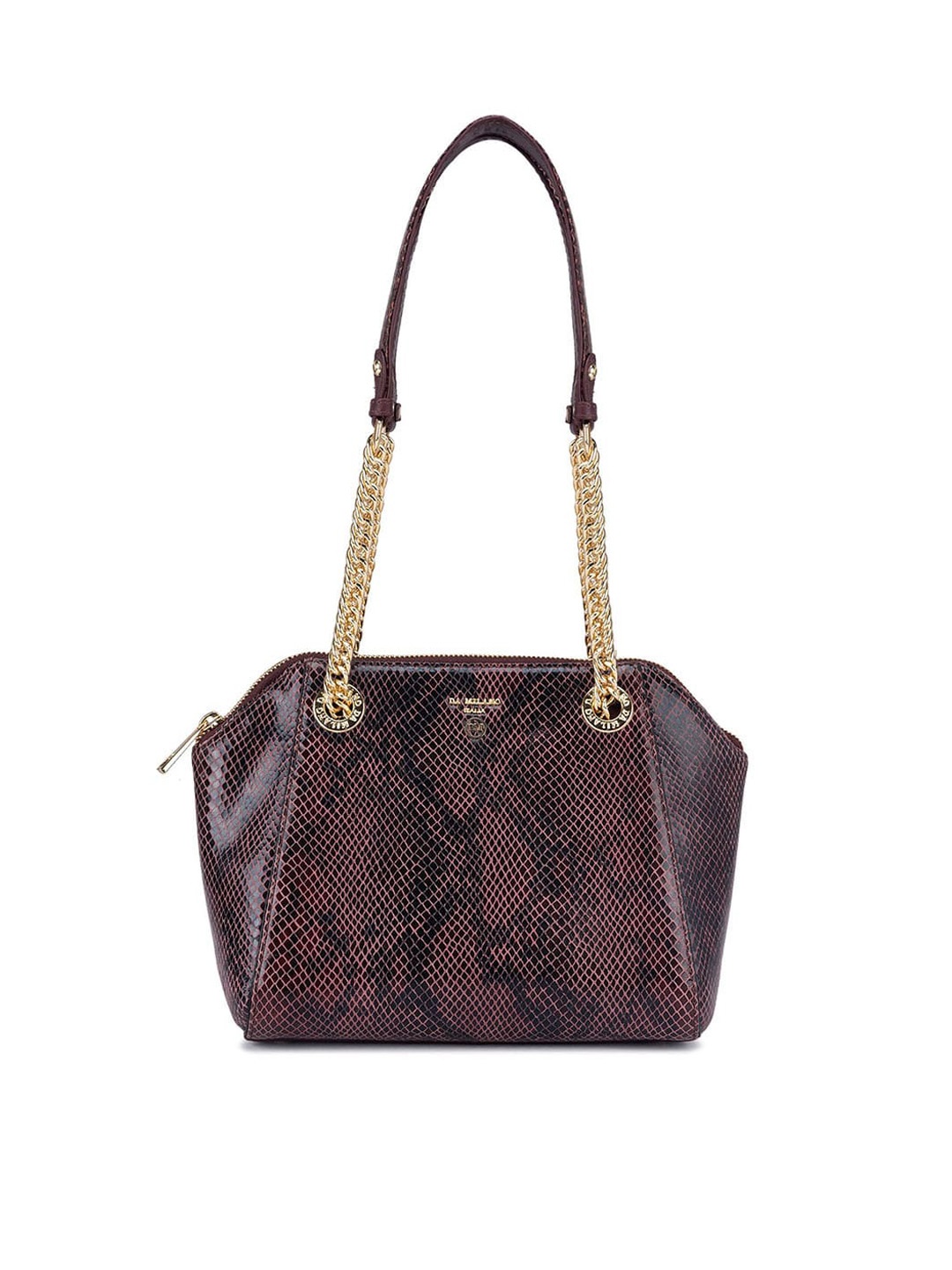 

Da Milano Animal Textured Leather Structured Shoulder Bag, Maroon
