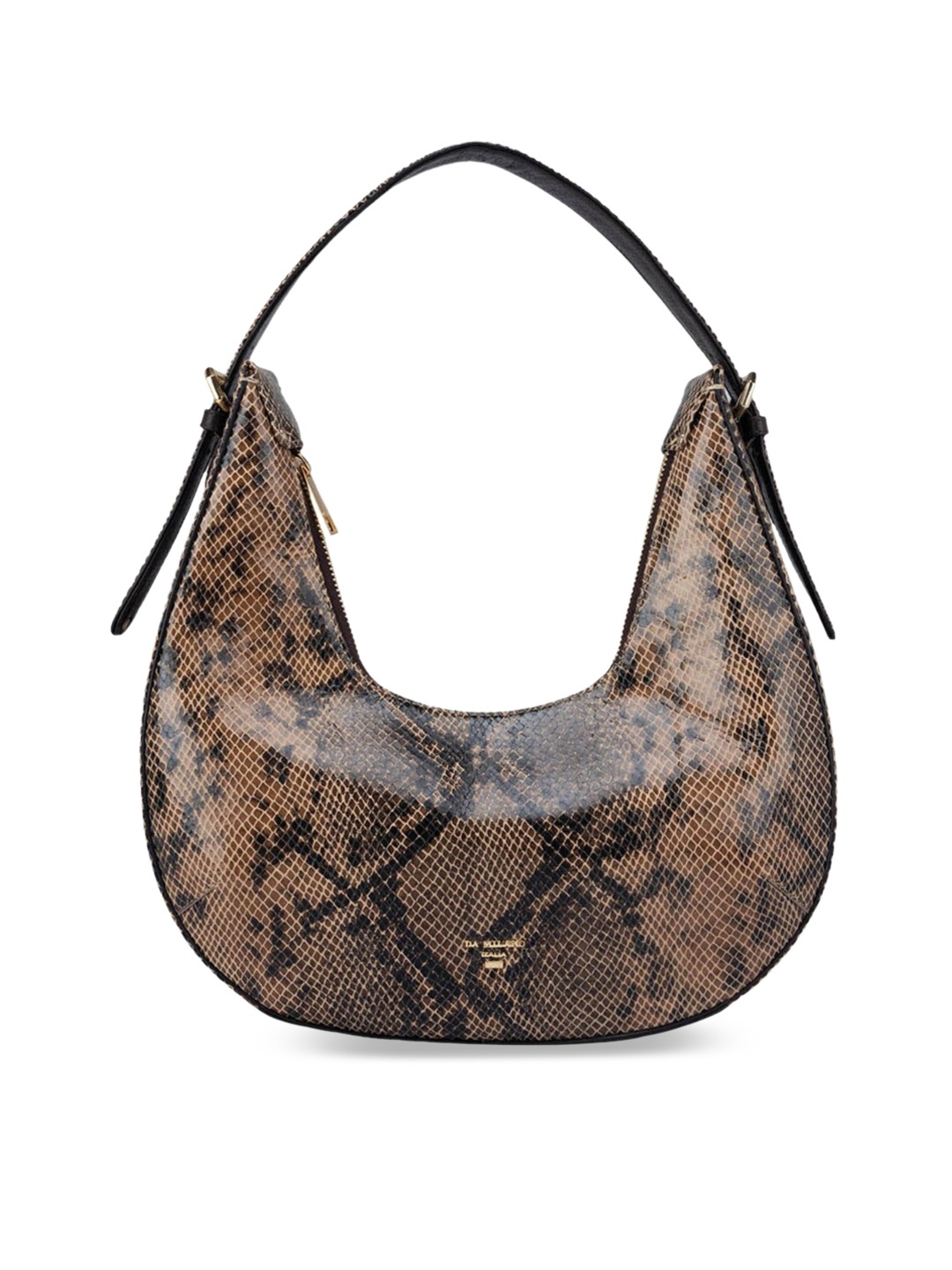 

Da Milano Animal Textured Leather Half Moon Handheld Bag, Brown