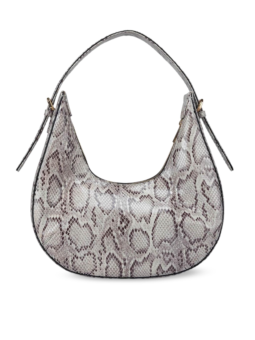 

Da Milano Animal Leather Half Moon Hobo Bag, White