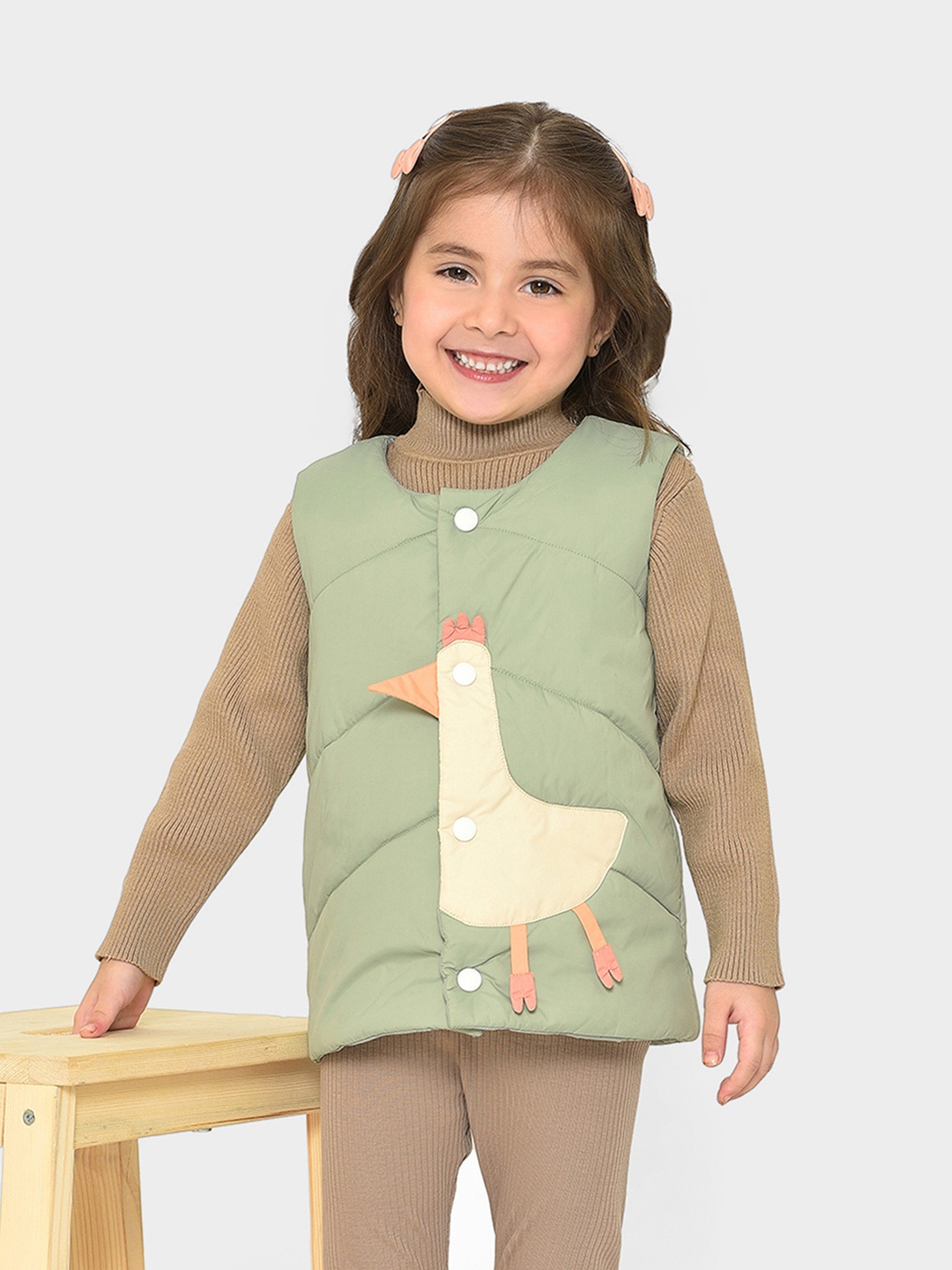 

MiArcus Kids Lightweight Crop Puffer Jacket With Patchwork Detail, Green