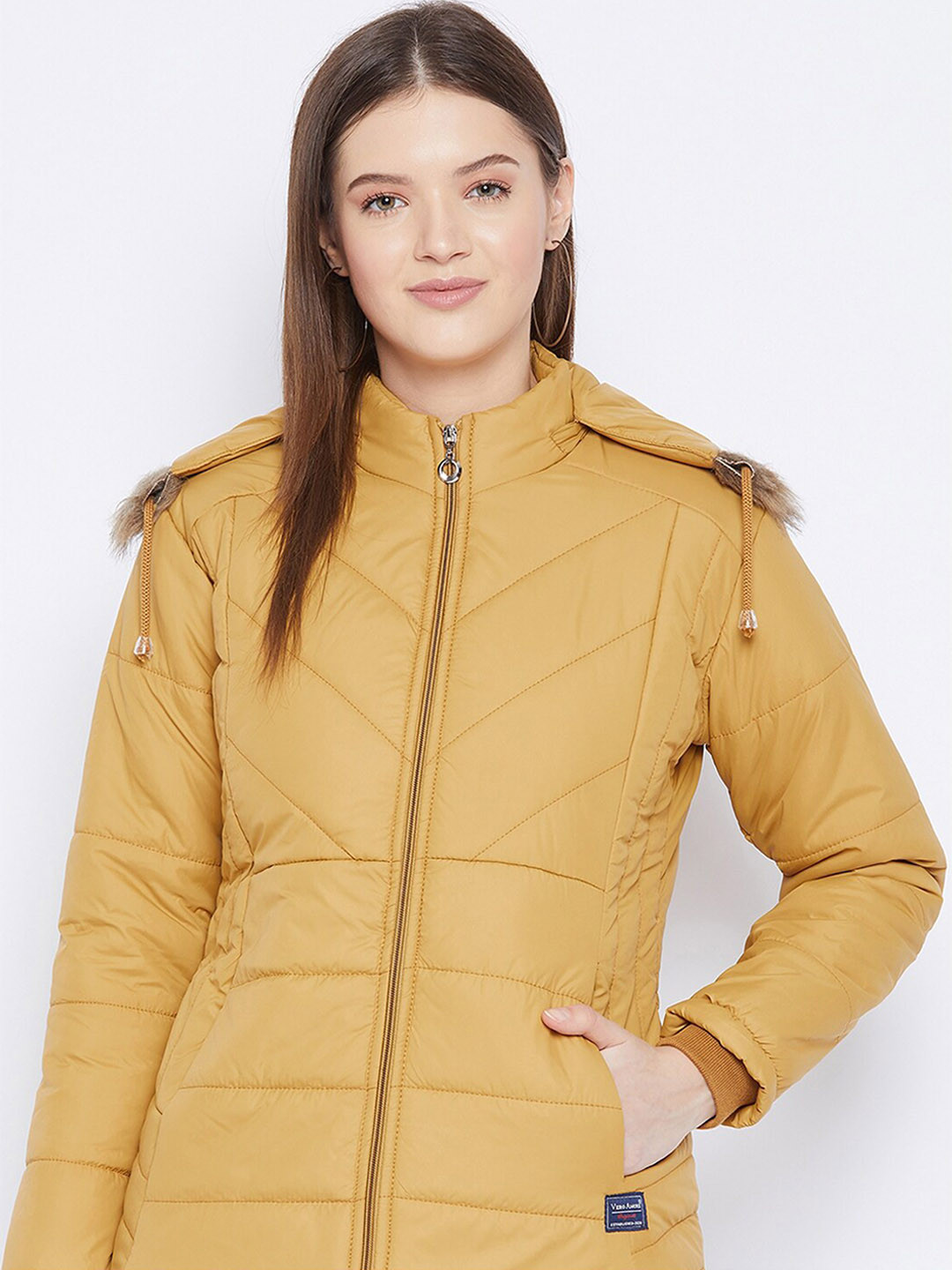 

VERO AMORE Hooded Faux Fur Trim Parka Jacket, Mustard