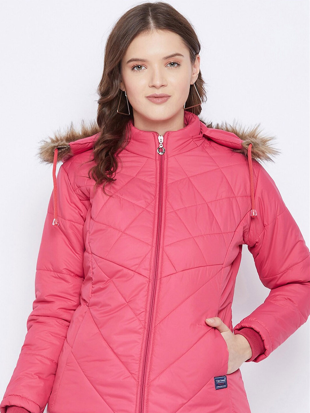 

VERO AMORE Faux Fur Trim Hooded Padded Jacket, Pink