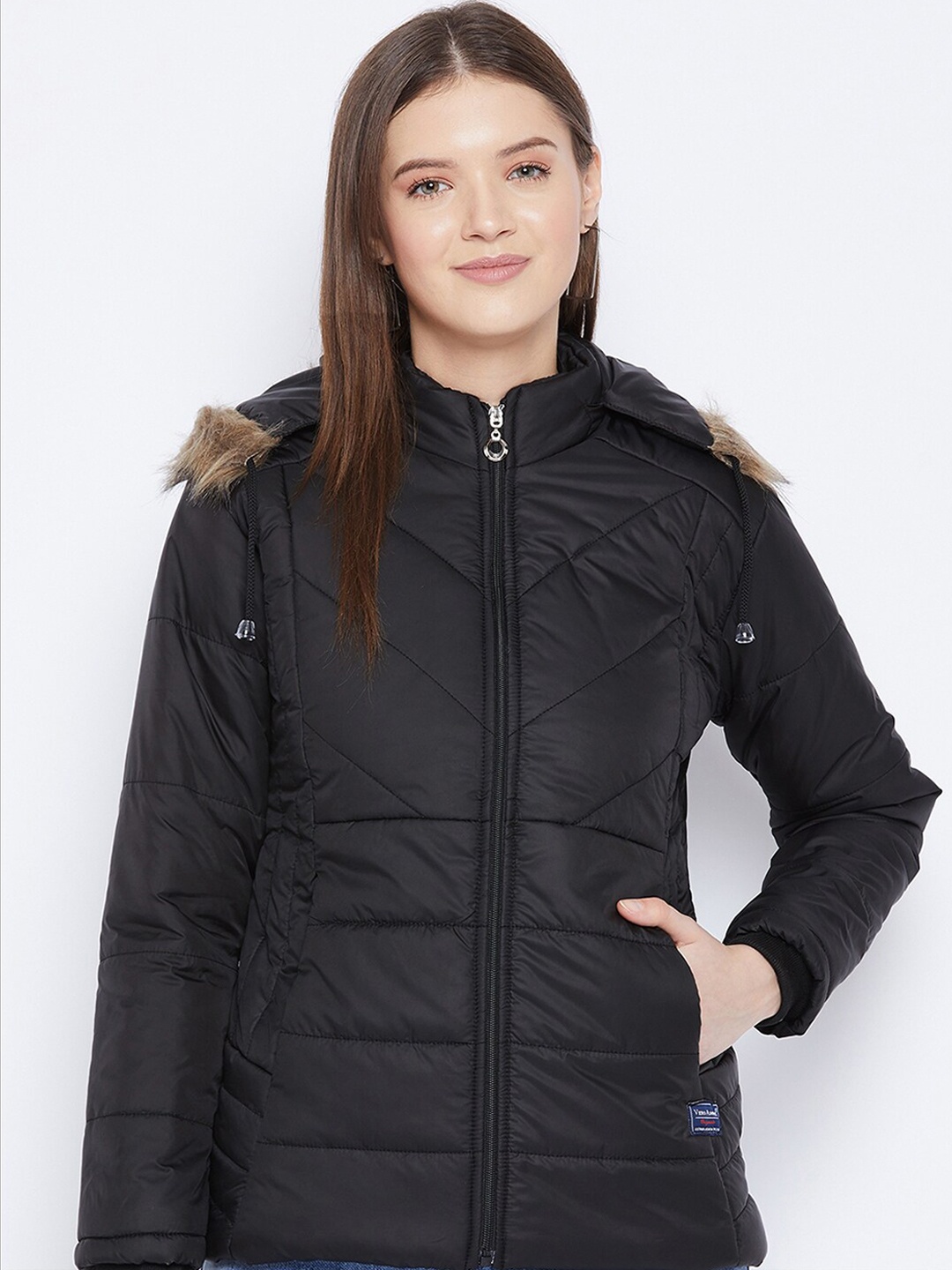 

VERO AMORE Faux Fur Trim Hooded Padded Jacket, Black