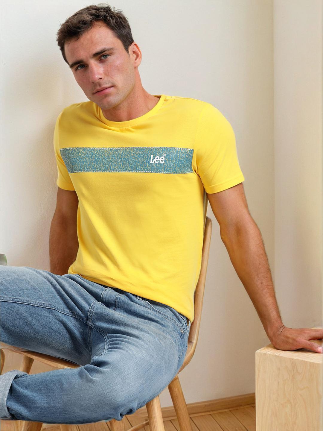 

Lee Slim Fit Round Neck Cotton T-shirt, Yellow