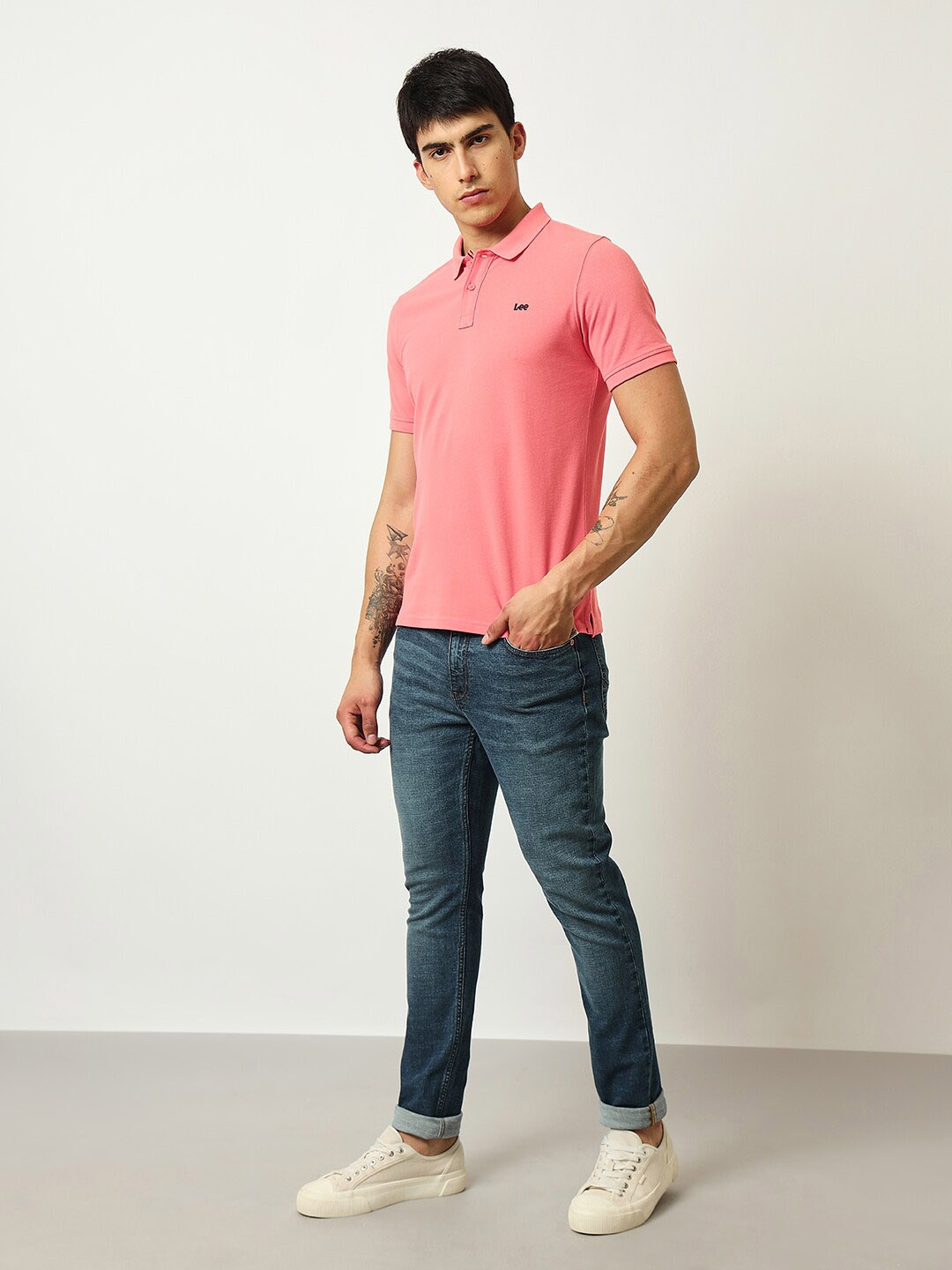 

Lee Polo Collar Cotton Slim Fit T-shirt, Pink