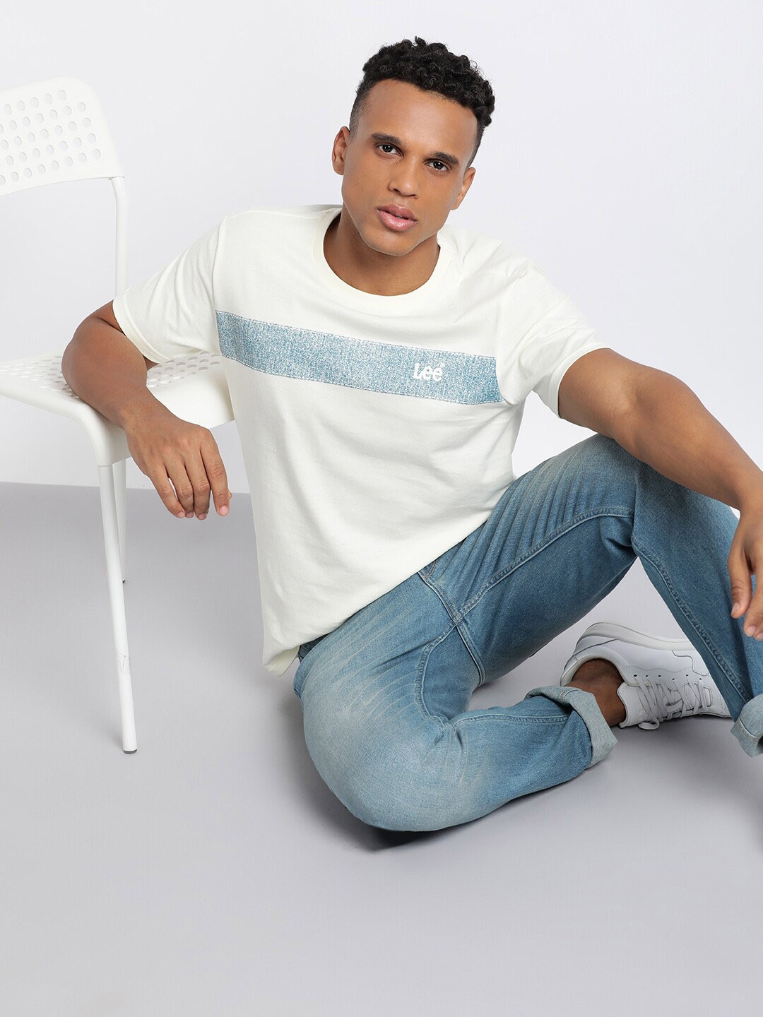 

Lee Striped Short Sleeves Cotton Slim Fit T-shirt, White