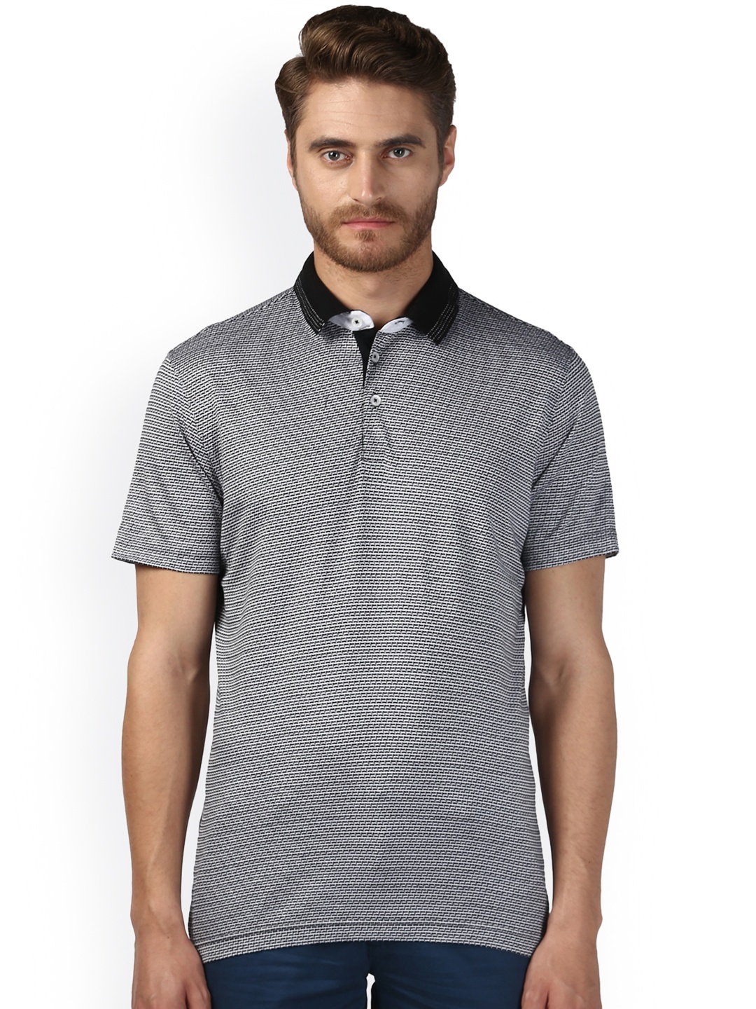 

Park Avenue Men Black Printed Polo Collar T-shirt