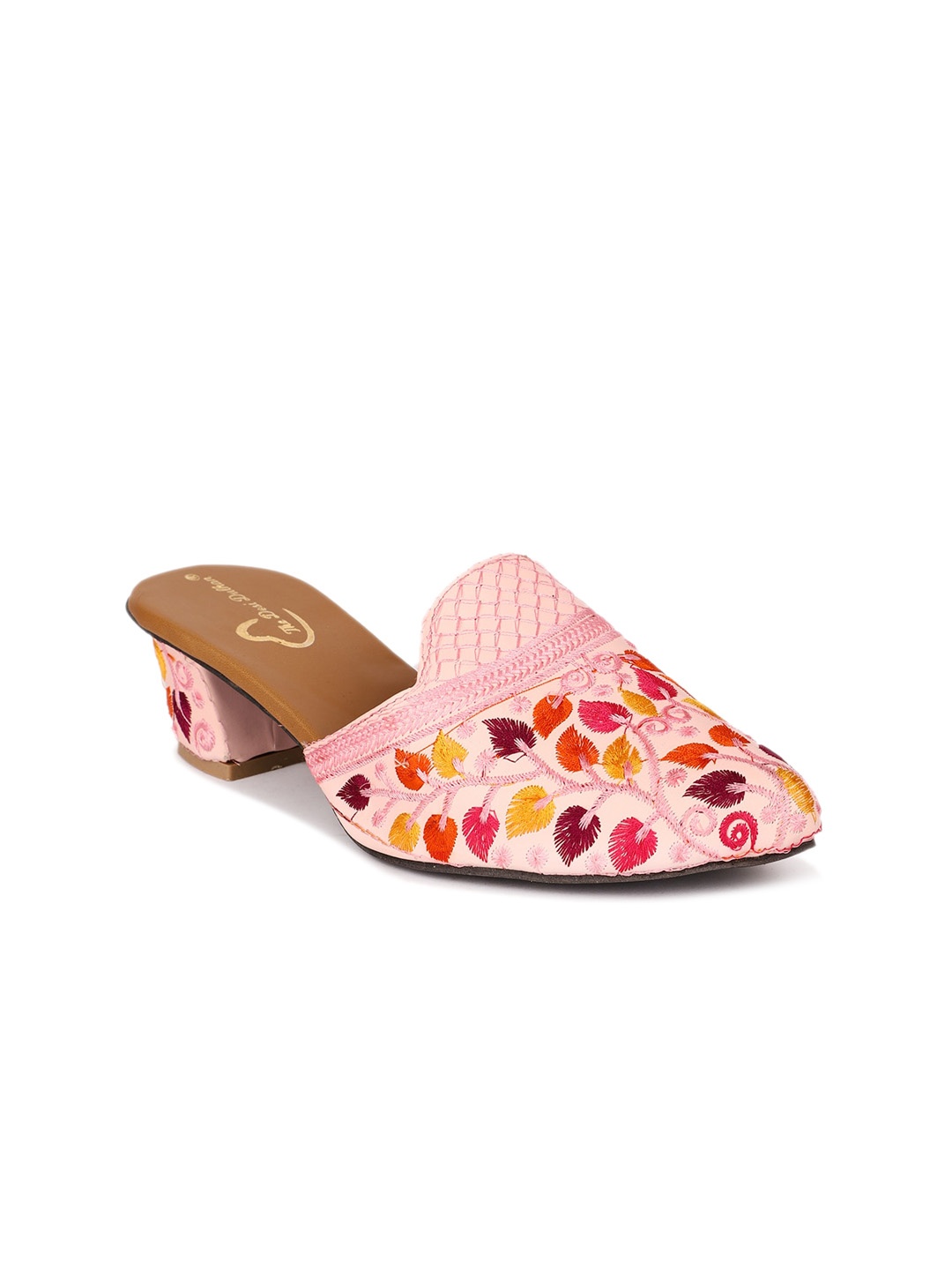 

The Desi Dulhan Embroidered Block Heel Mules, Pink