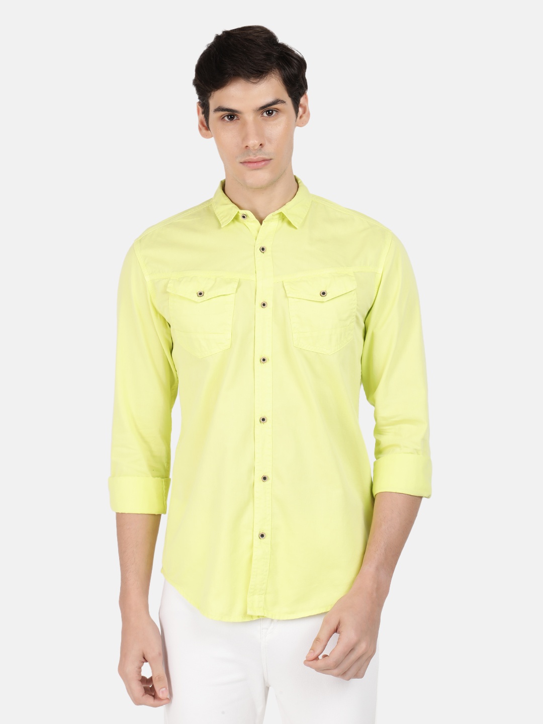 

IVOC Men Slim Fit Pure Cotton Casual Shirt, Yellow