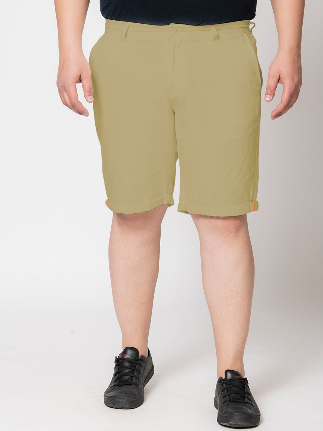 

IVOC Plus Men Regular Fit Mid-Rise Pure Cotton Shorts, Khaki