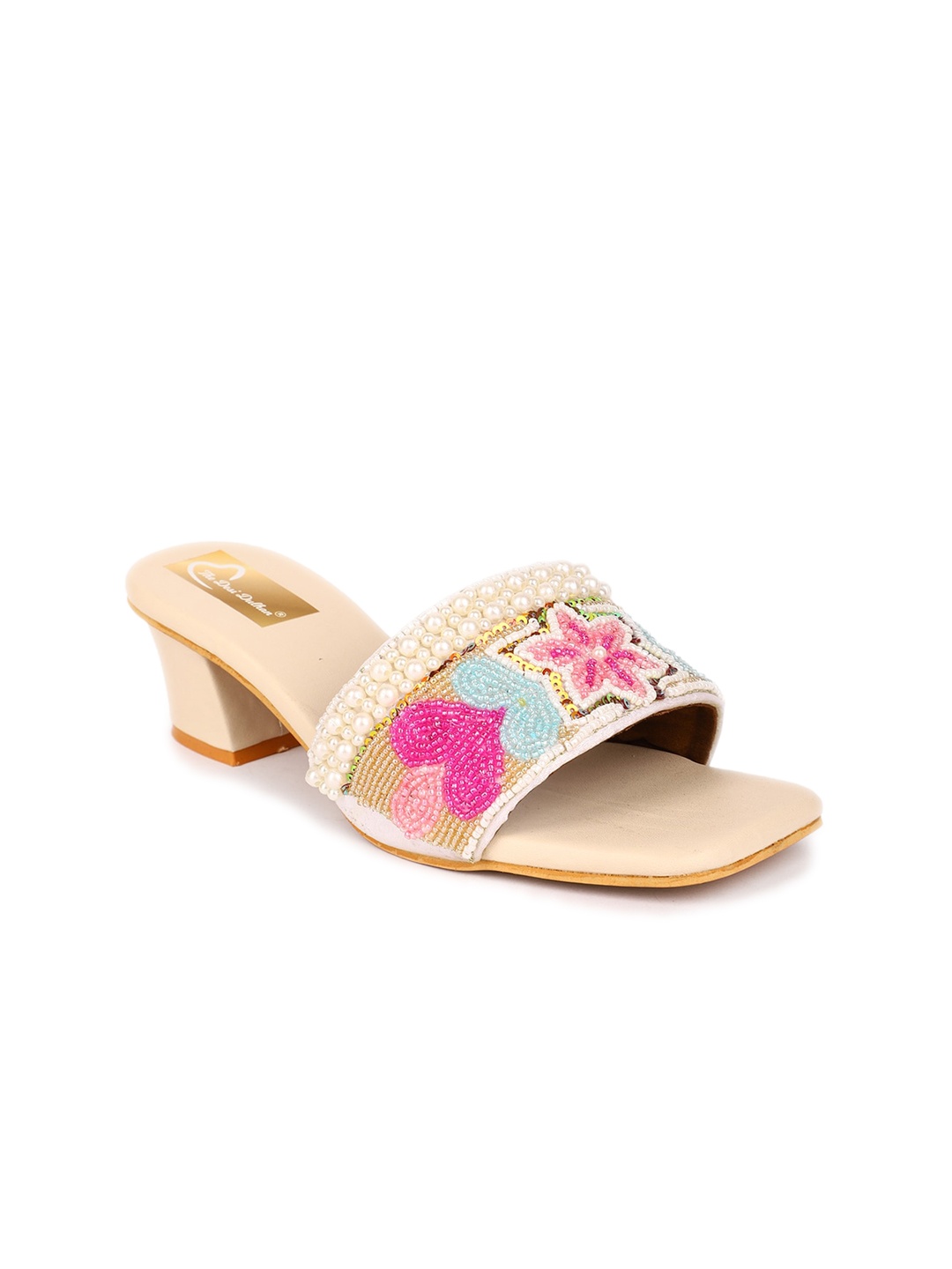 

The Desi Dulhan Embellished Block Heels, White