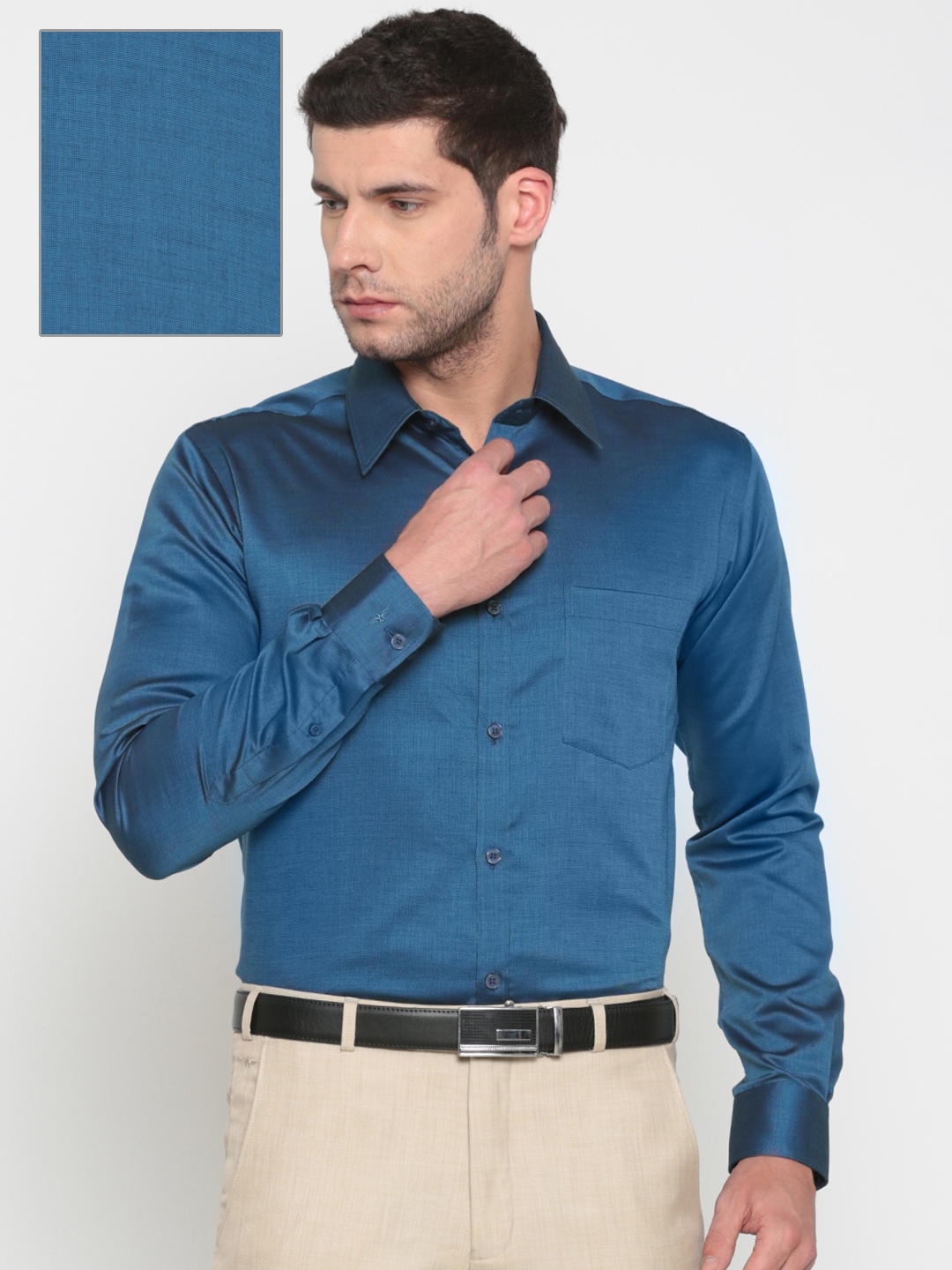 

Park Avenue Men Blue Slim Fit Self Design Formal Shirt