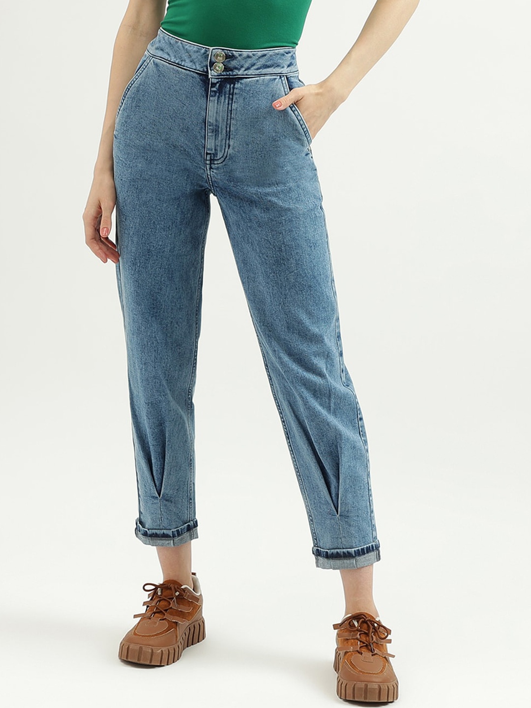 United Colors of Benetton Women Mid-Rise Clean Look Jeans, Blue