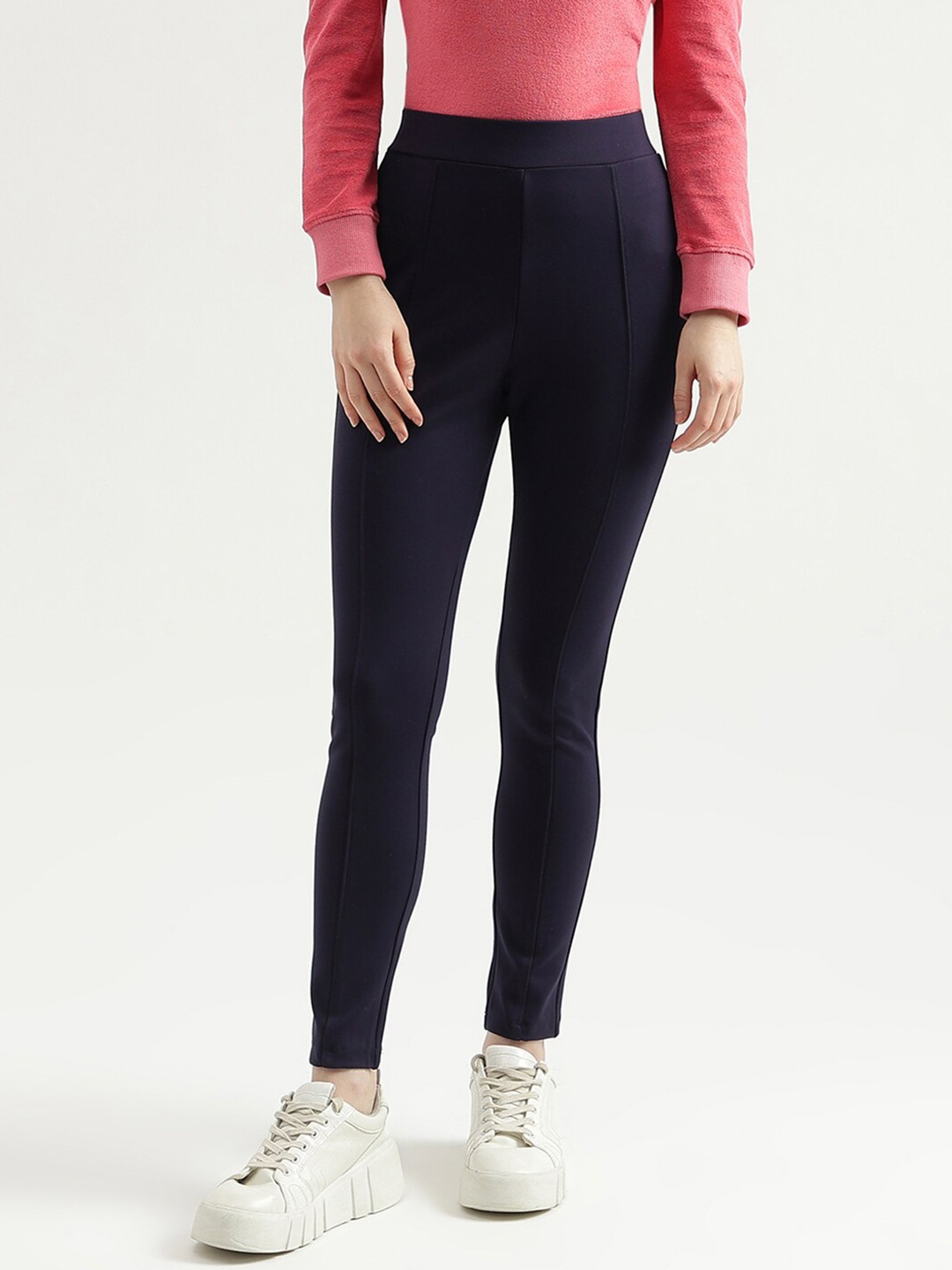 

United Colors of Benetton Women Regular Fit Mid-Rise Treggings, Navy blue