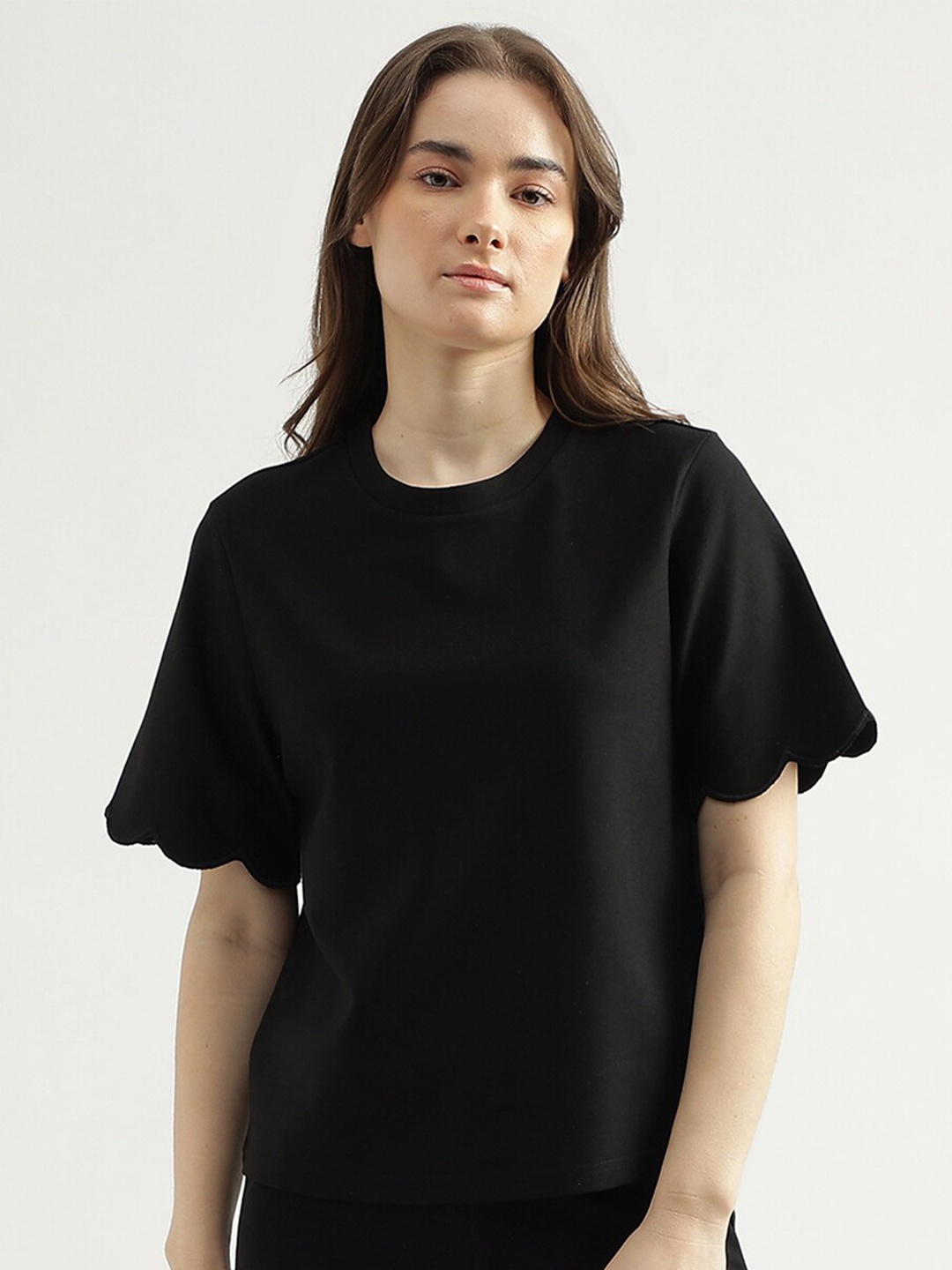 

United Colors of Benetton Regular Fit Round Neck Top, Black