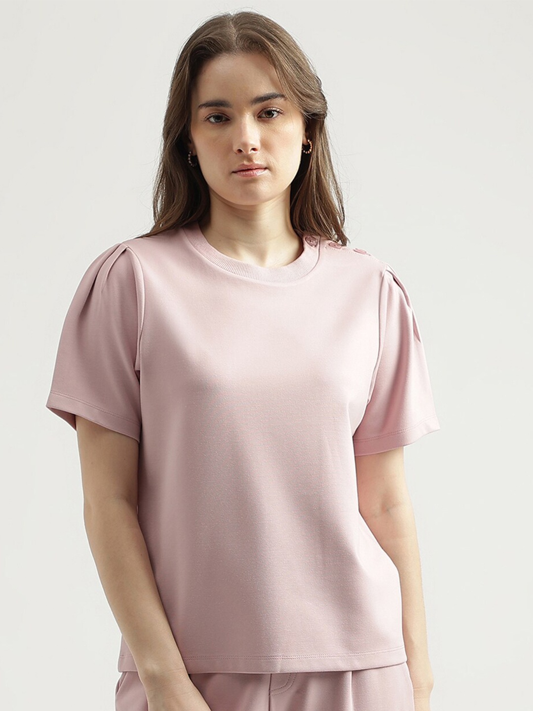 

United Colors of Benetton Regular Fit Round Neck Top, Pink