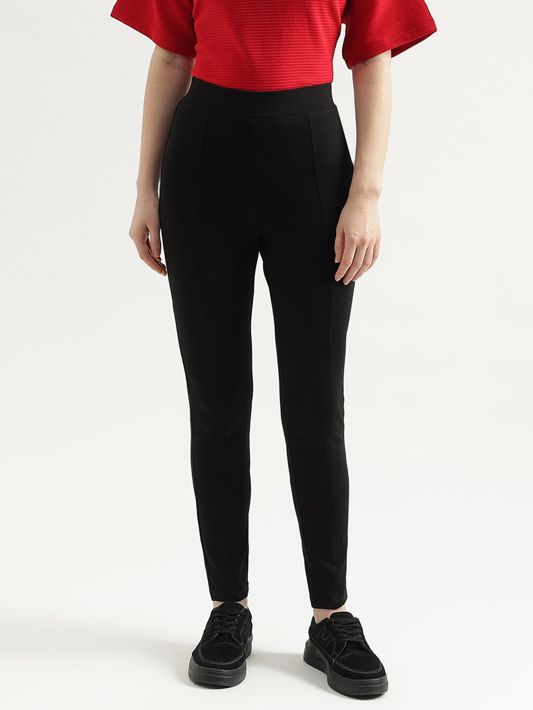 

United Colors of Benetton Women Regular Fit Mid-Rise Treggings, Black