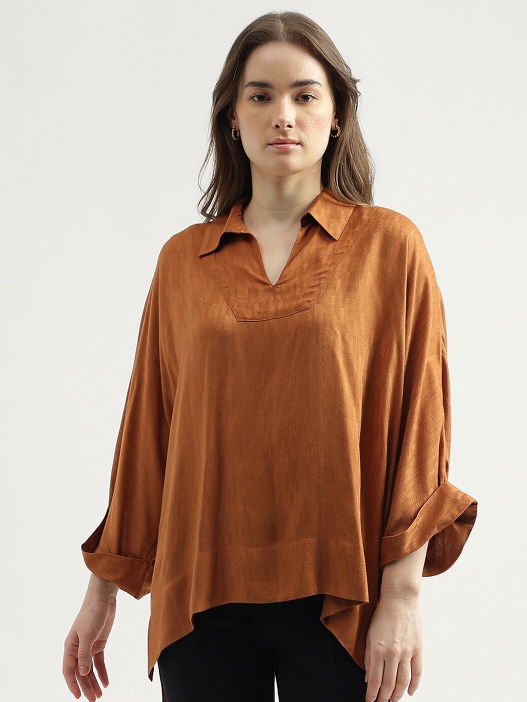 

United Colors of Benetton Extended Sleeves Shirt Style Top, Rust