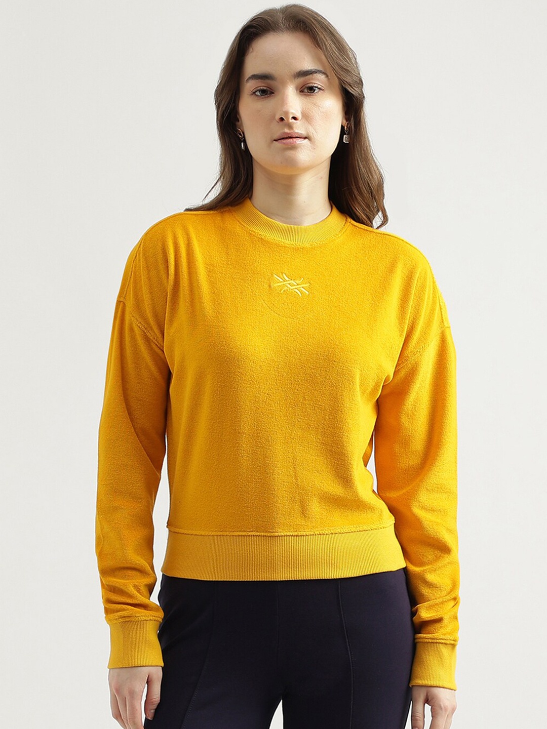 

United Colors of Benetton Round Neck Regular Fit Sweatshirt, Yellow