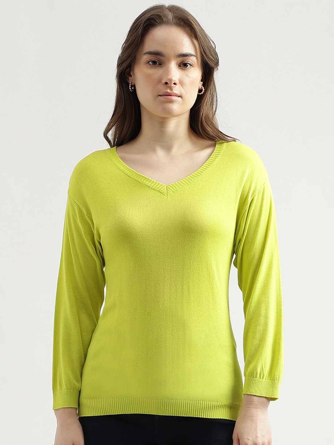 

United Colors of Benetton V-Neck Long Sleeves Pullover, Green