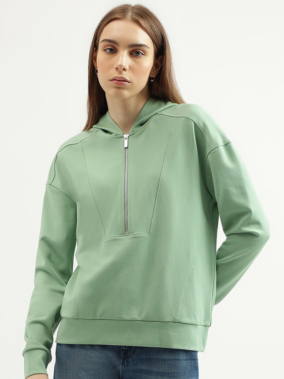 United Colors of Benetton Hodded Regular Fit Sweatshirt, Green