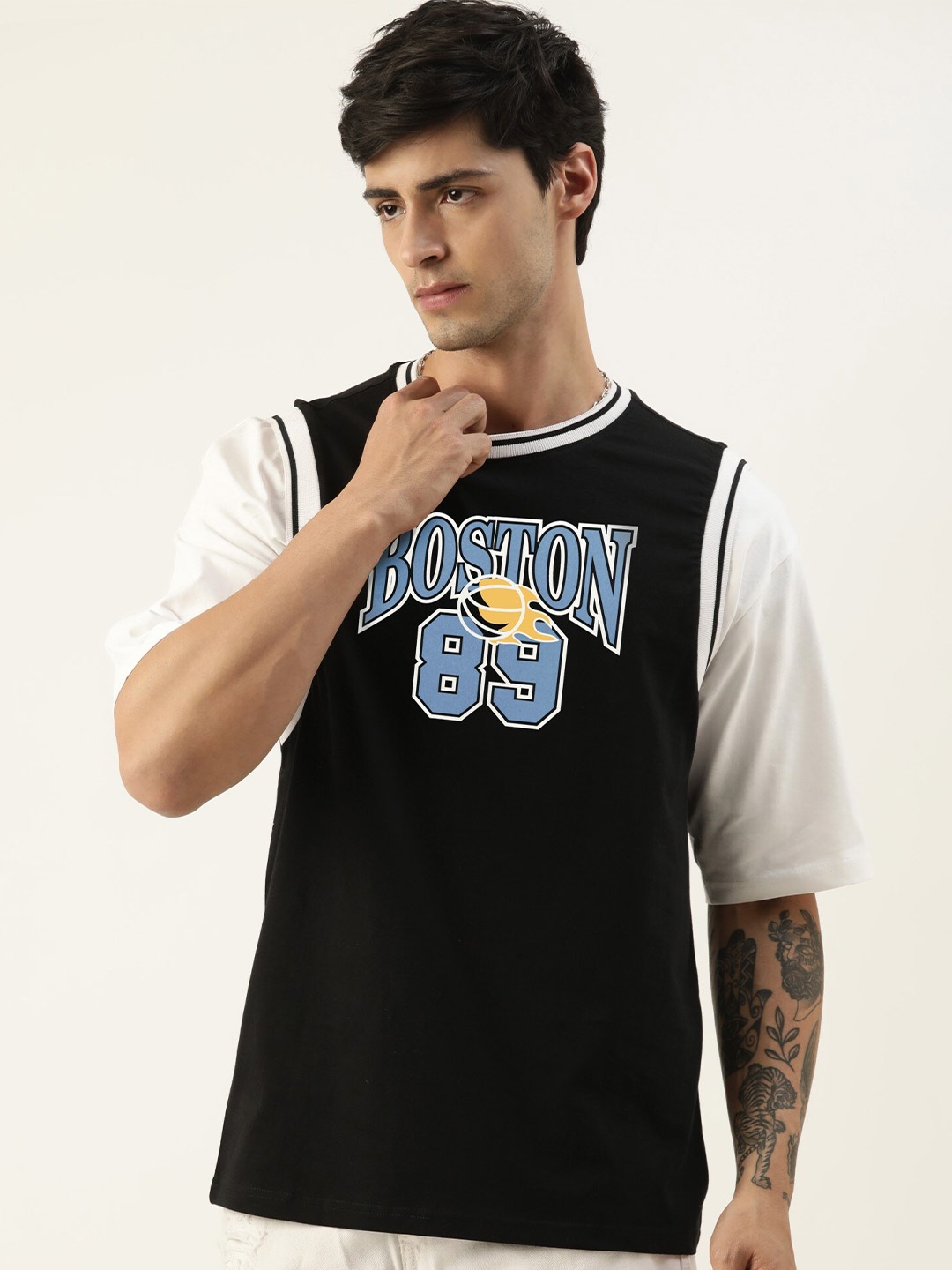 

Maniac Typography Printed Cotton T-Shirt, Black
