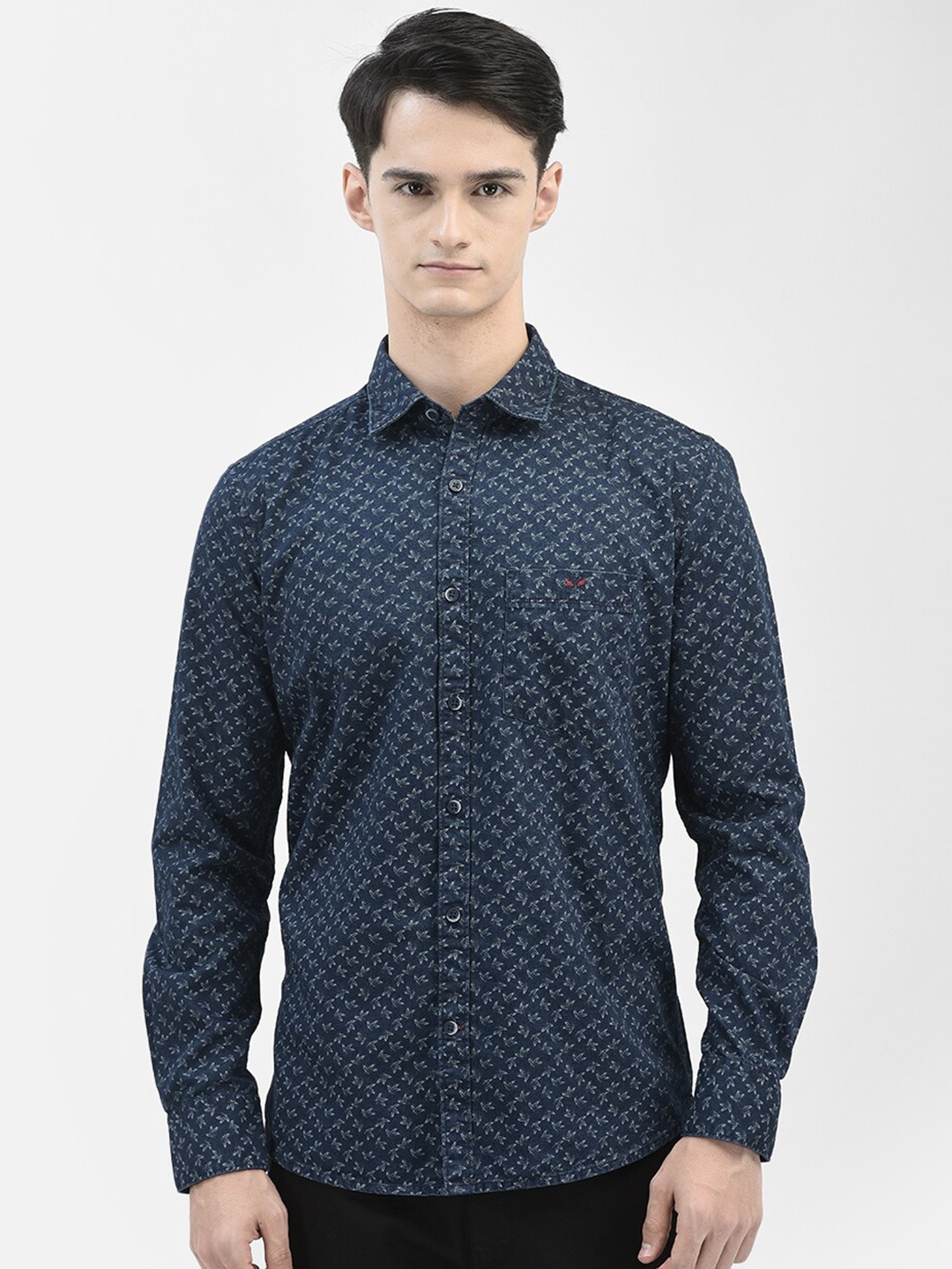 

Crimsoune Club Floral Printed Cotton Casual Shirt, Navy blue