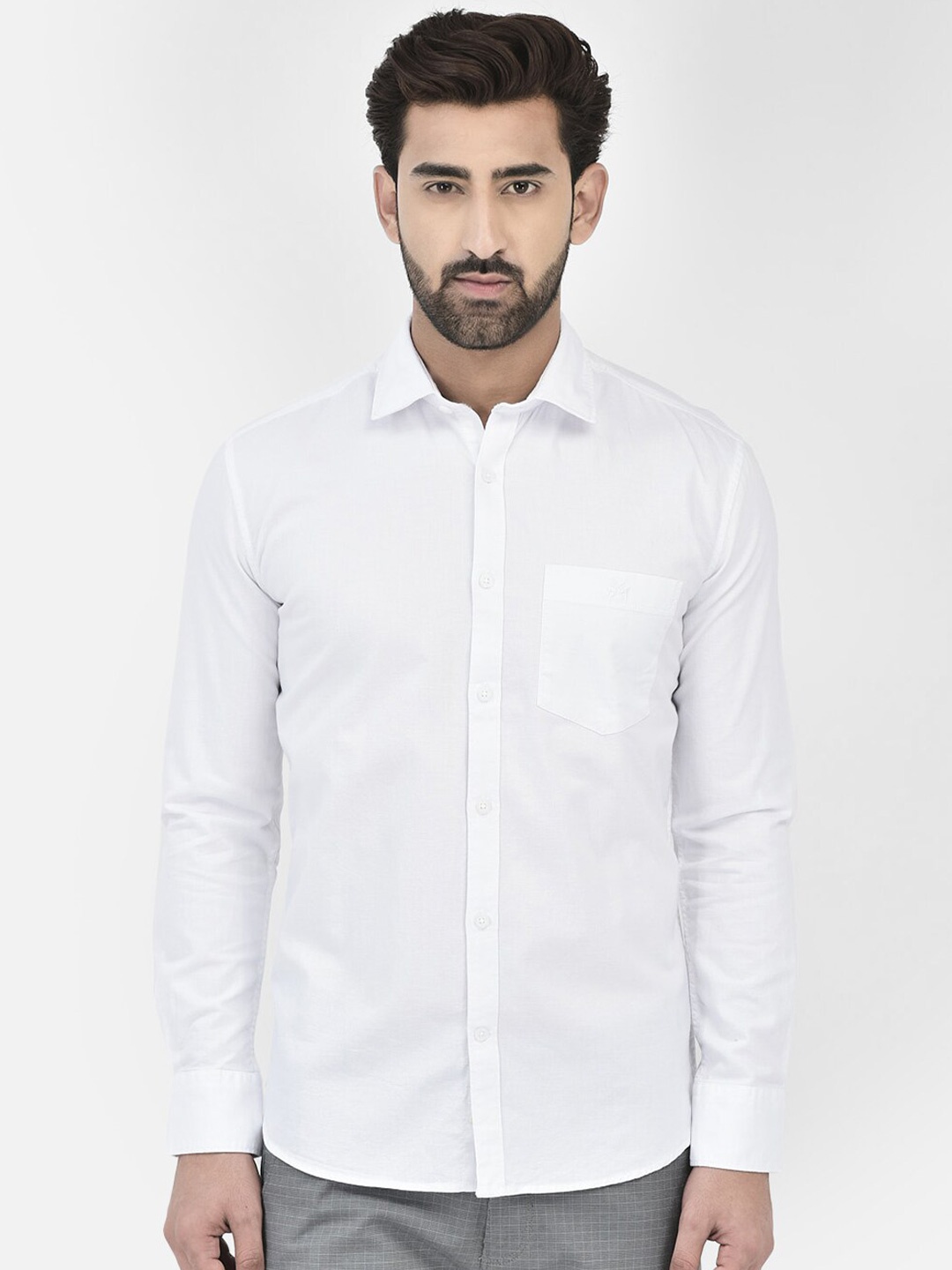 

Crimsoune Club Slim Fit Pure Cotton Casual Shirt, White