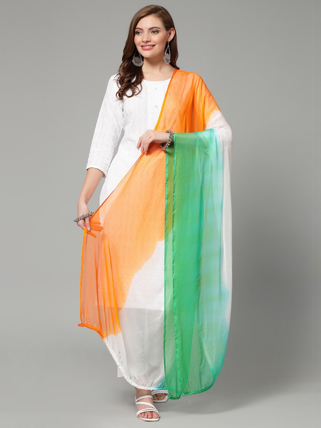 

Clora Creation Colourblocked Dupatta, White