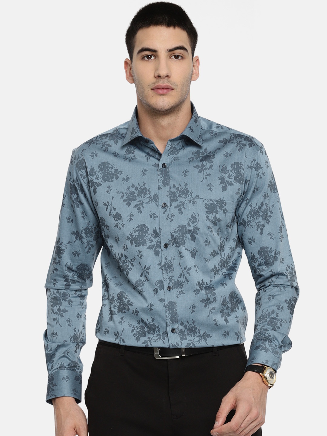 

Park Avenue Men Blue Slim Fit Printed Semi-Formal Shirt