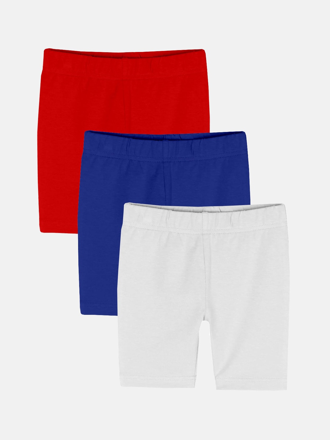 

KiddoPanti Girls Pack Of 3 Mid-Rise Cycling Sports Shorts, Red