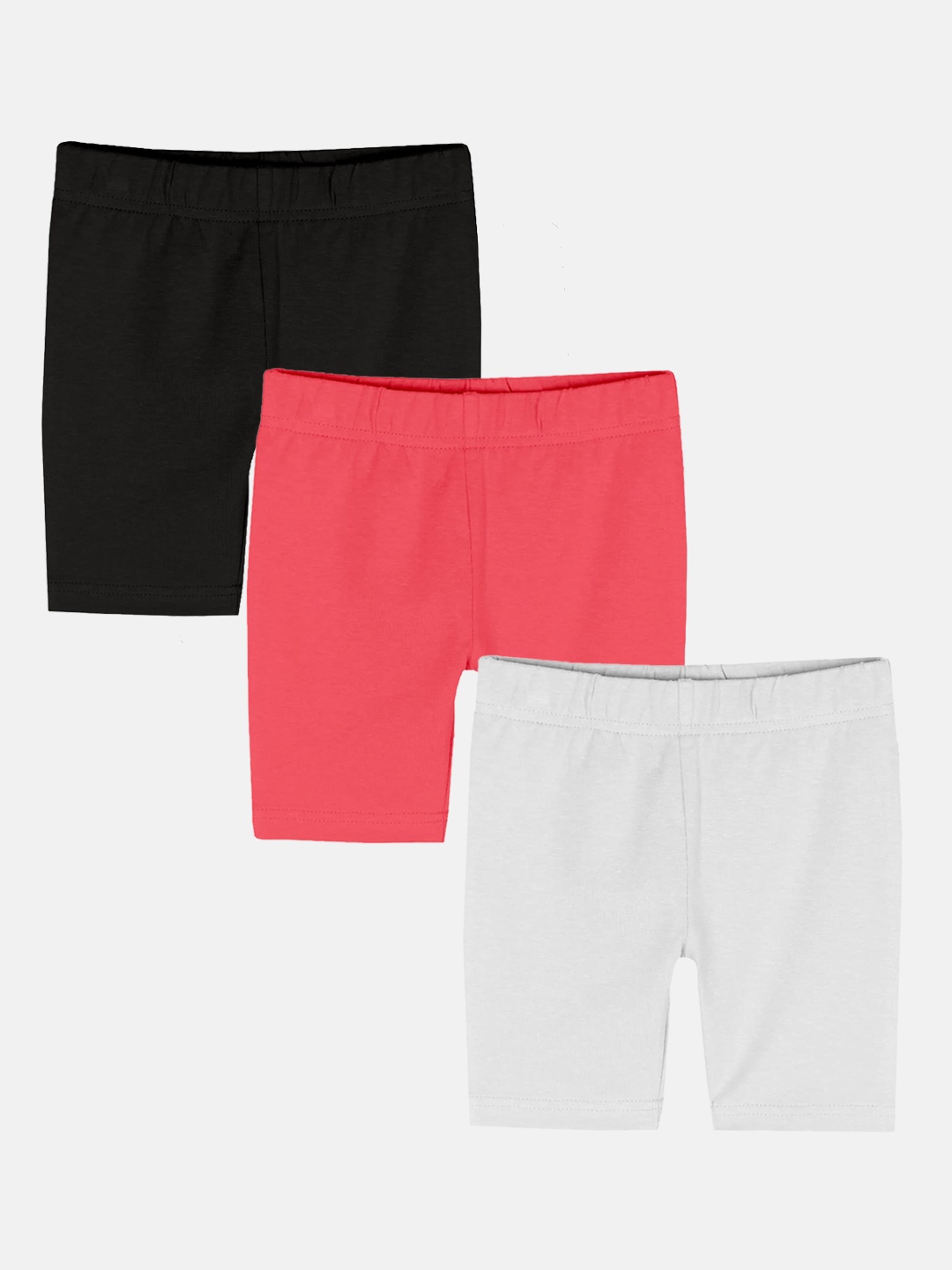 

KiddoPanti Girls Pack Of 3 Mid-Rise Cycling Sports Shorts, Black