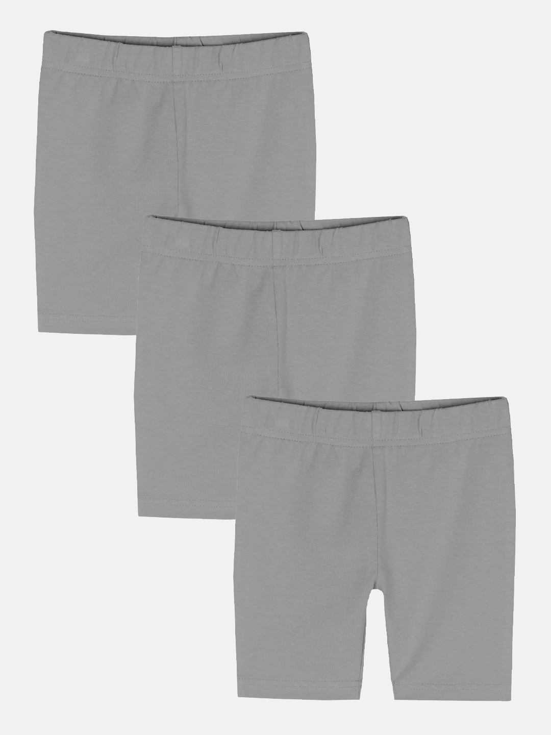 

KiddoPanti Pack Of 3 Girls Mid-Rise Sports Shorts, Grey