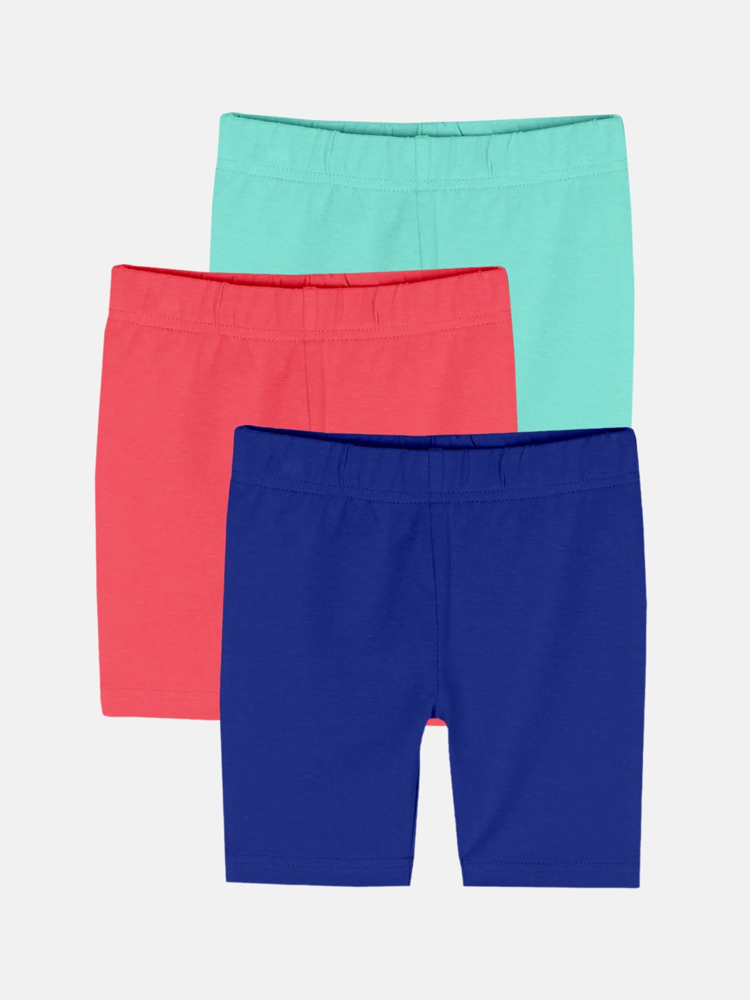 

KiddoPanti Pack Of 3 Girls Mid-Rise Sports Shorts, Blue