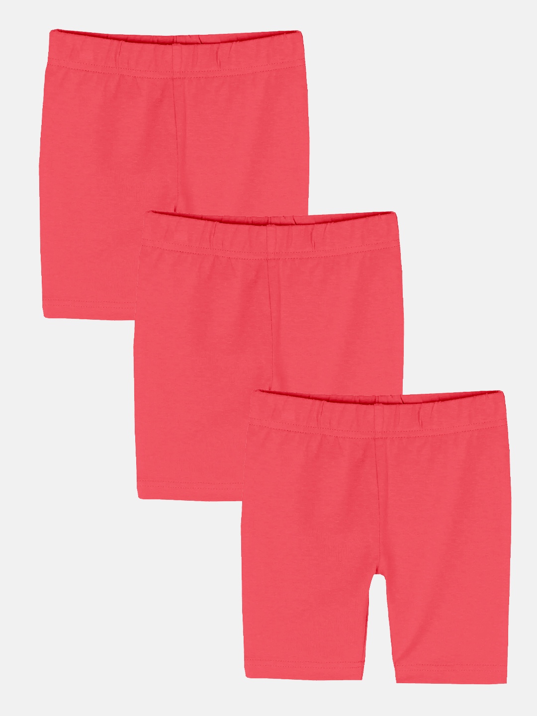 

KiddoPanti Pack Of 3 Girls Mid-Rise Sports Shorts, Coral