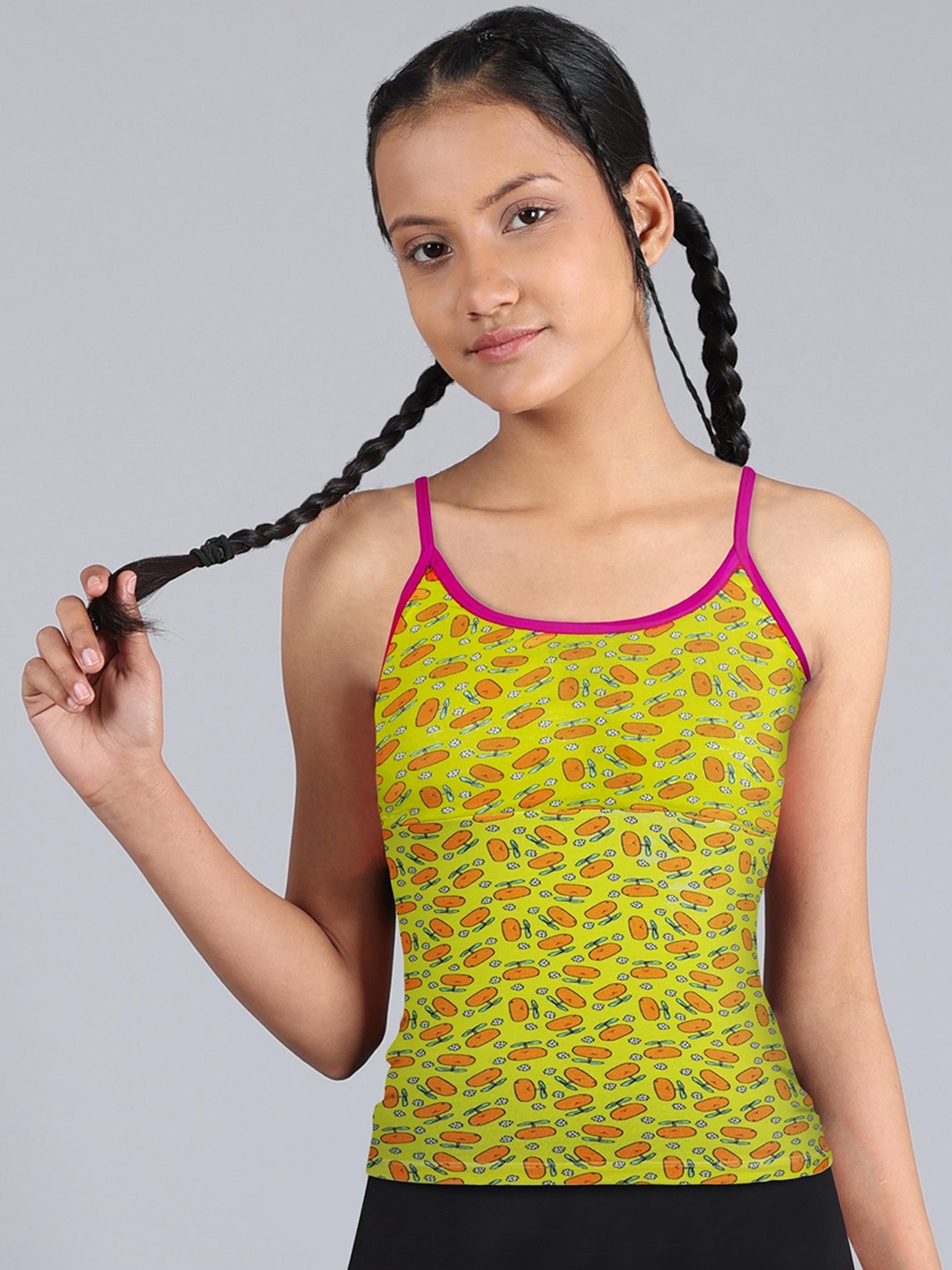 

DChica Conversational Printed Lightly Padded Cotton Camisole, Yellow