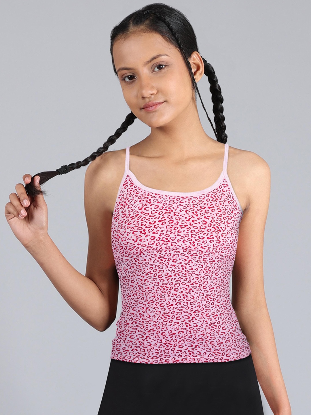 

DChica Printed Lightly Padded Cotton Camisole, Pink