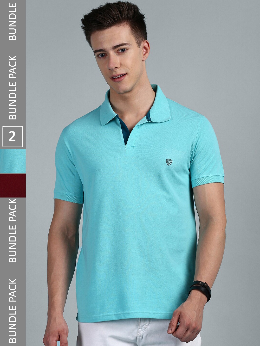 

Lux Cozi Pack Of 2 Polo Collar Cotton T-shirt, Blue
